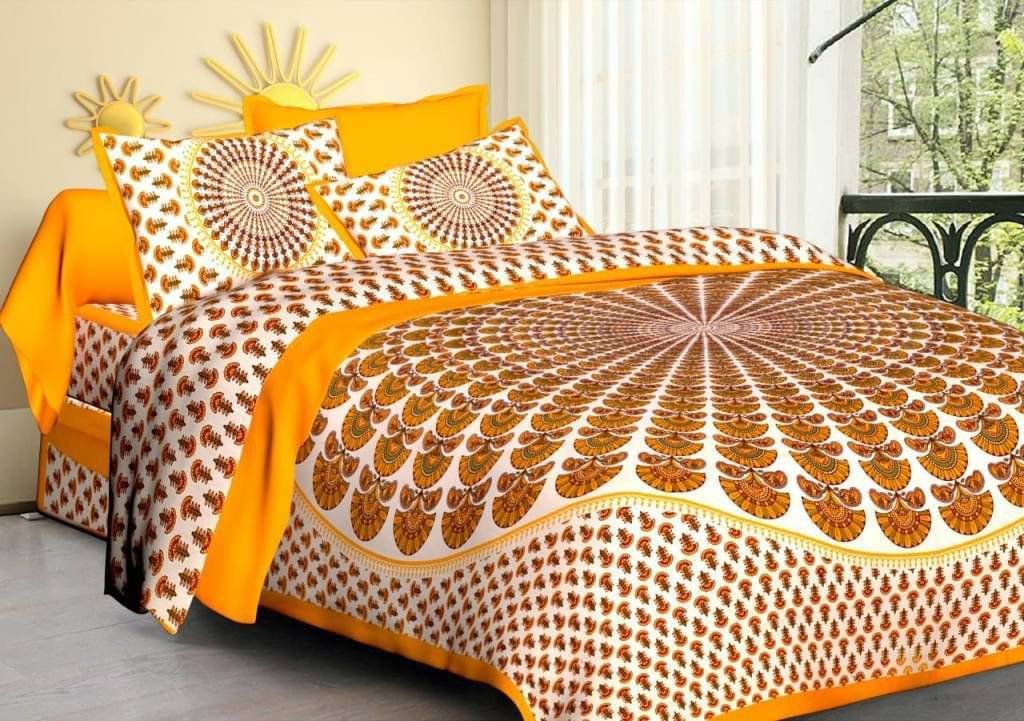     			Navkaar Creation Cotton 1 Double Bedsheet with 2 Pillow Covers ( White )