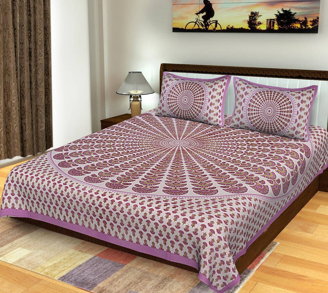 Navkaar Creation Cotton 1 Double Bedsheet with 2 Pillow Covers ( Purple ) Navkaar Creation Cotton 1 Double Bedsheet with 2 Pillow Covers ( Purple )