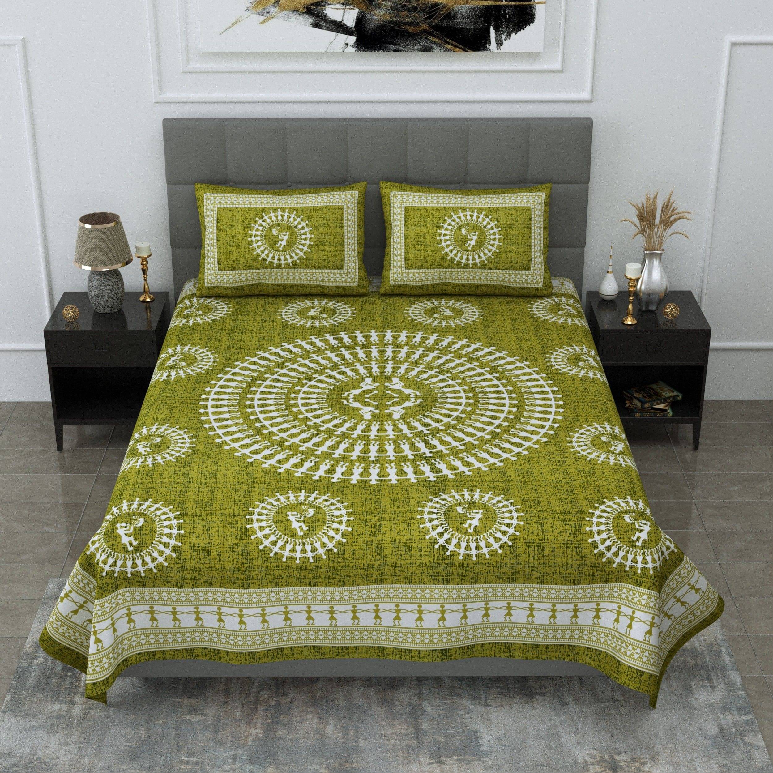 Navkaar Creation Cotton 1 Double Bedsheet with 2 Pillow Covers ( Green ) Navkaar Creation Cotton 1 Double Bedsheet with 2 Pillow Covers ( Green )