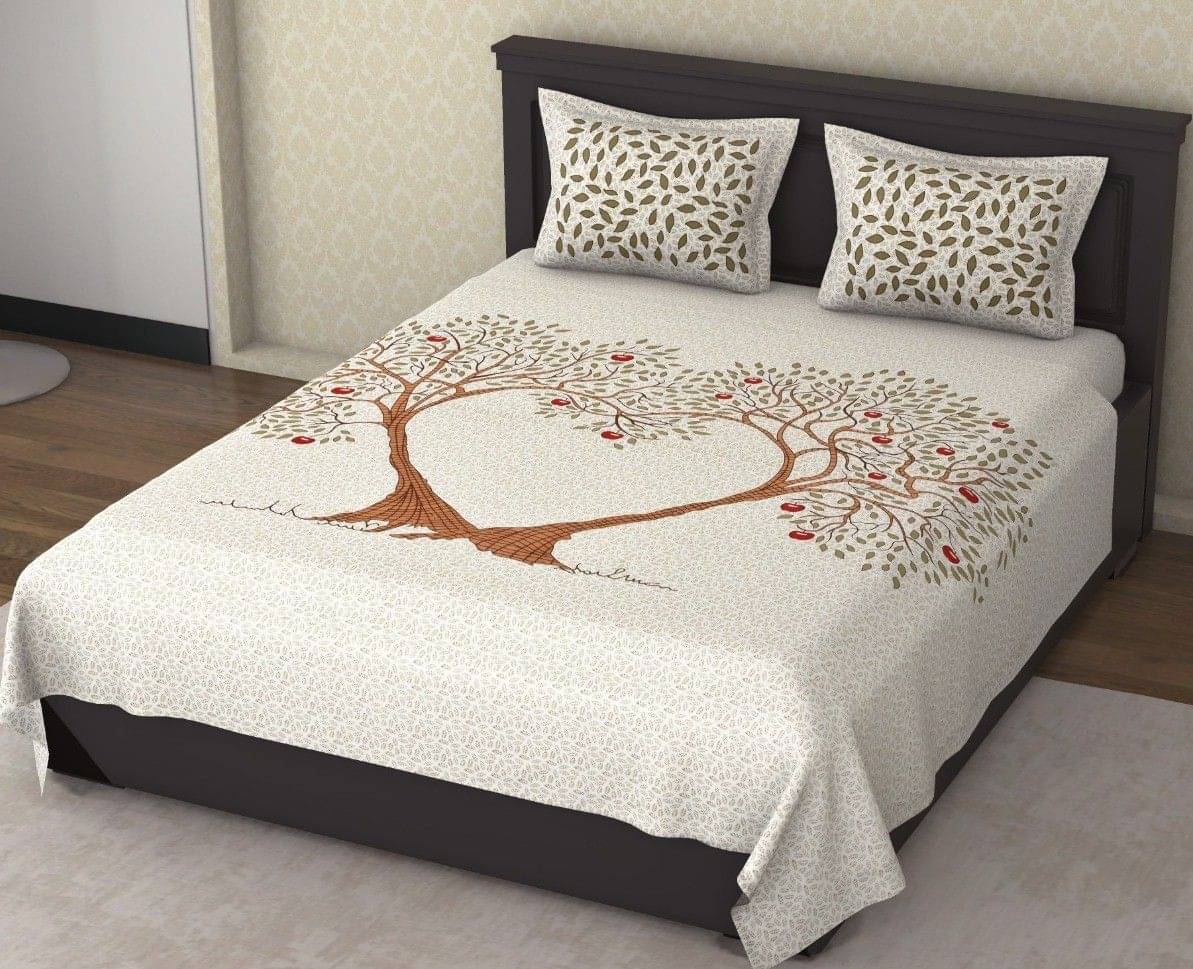     			Navkaar Creation Cotton 1 Double Bedsheet with 2 Pillow Covers ( White )