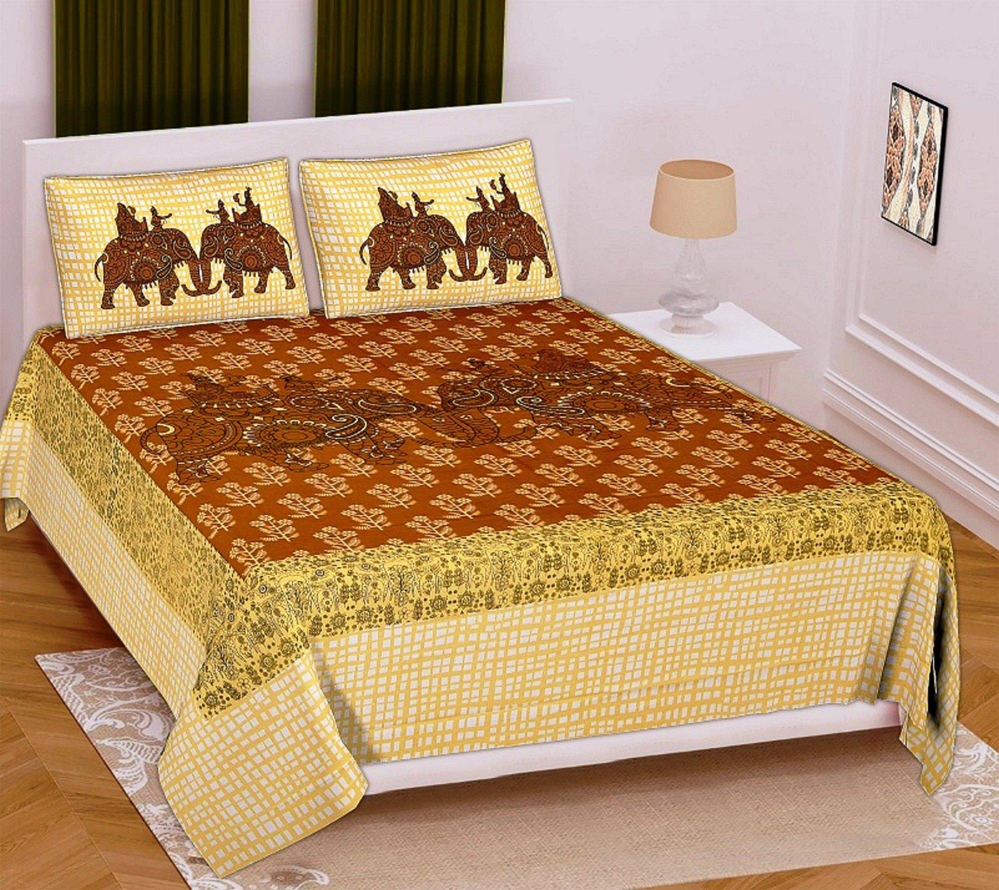     			Navkaar Creation Cotton 1 Double Bedsheet with 2 Pillow Covers ( Multicolor )