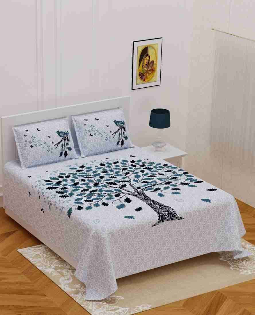     			Navkaar Creation Cotton 1 Double Bedsheet with 2 Pillow Covers ( Blue )