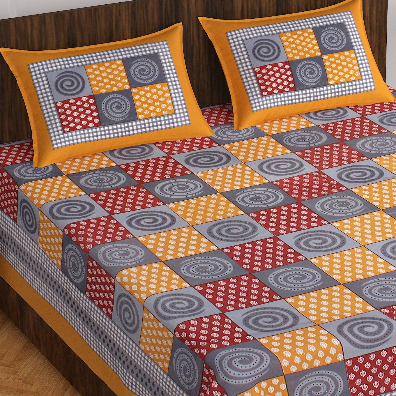 Navkaar Creation Cotton 1 Double Bedsheet with 2 Pillow Covers ( Multicolor ) Navkaar Creation Cotton 1 Double Bedsheet with 2 Pillow Covers ( Multicolor )