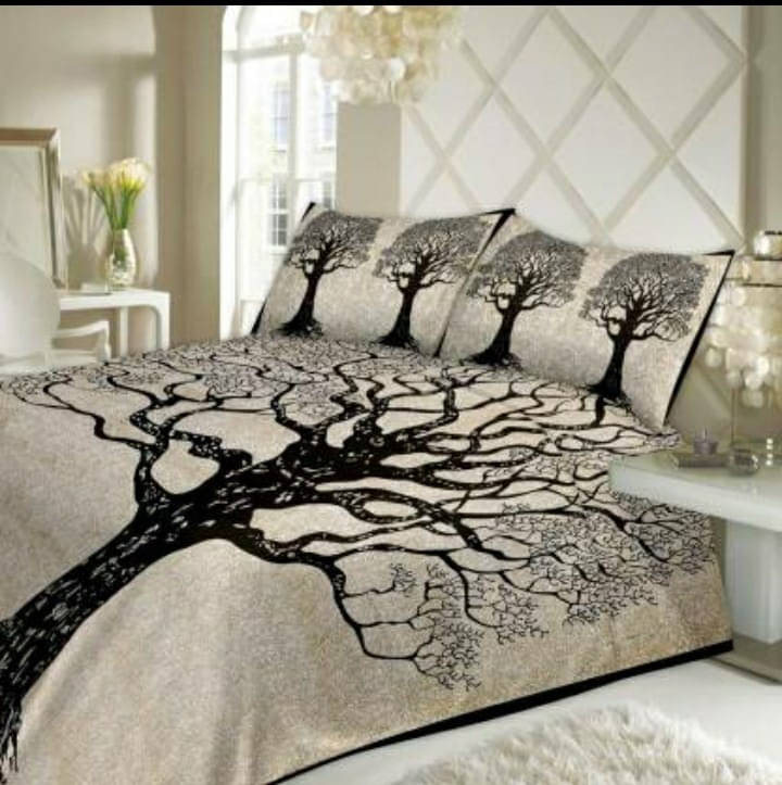     			Navkaar Creation Cotton 1 Double Bedsheet with 2 Pillow Covers ( Black )