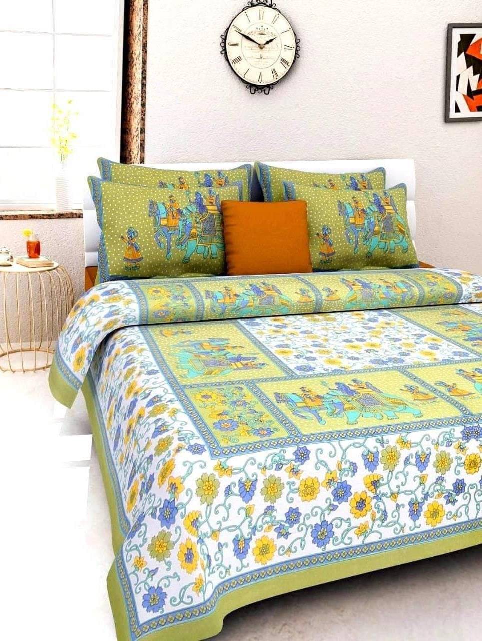 Navkaar Creation Cotton 1 Double Bedsheet with 2 Pillow Covers ( Orange ) Navkaar Creation Cotton 1 Double Bedsheet with 2 Pillow Covers ( Orange )