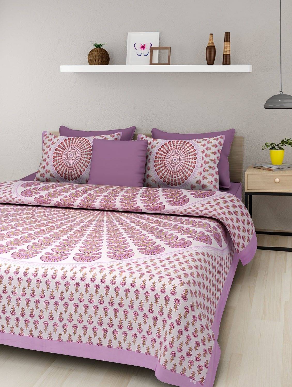     			Navkaar Creation Cotton 1 Double Bedsheet with 2 Pillow Covers ( White )
