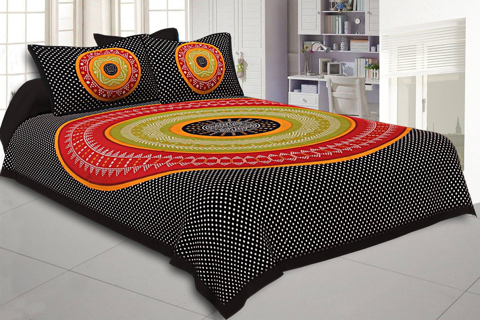 Navkaar Creation Cotton 1 Double Bedsheet with 2 Pillow Covers ( Multicolor ) Navkaar Creation Cotton 1 Double Bedsheet with 2 Pillow Covers ( Multicolor )