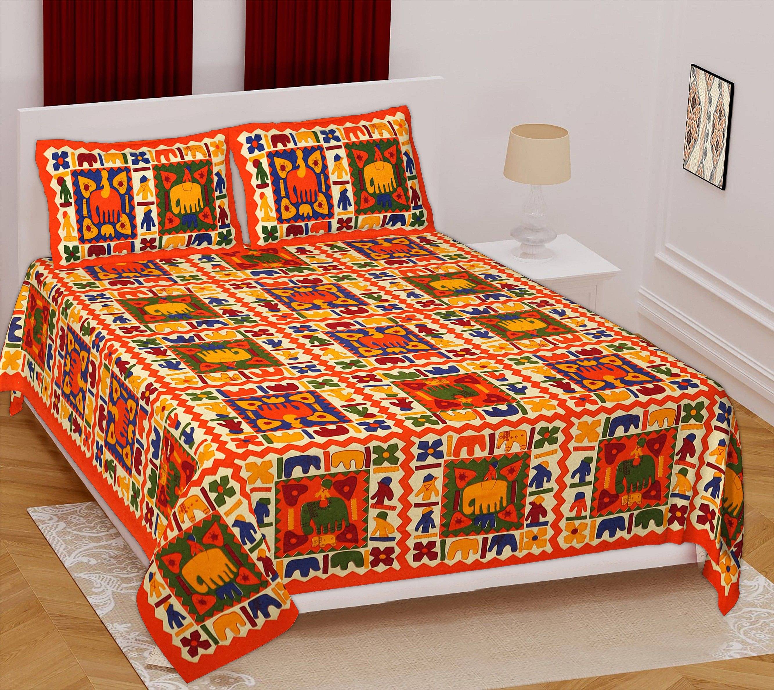 Navkaar Creation Cotton 1 Double Bedsheet with 2 Pillow Covers ( Multicolor ) Navkaar Creation Cotton 1 Double Bedsheet with 2 Pillow Covers ( Multicolor )