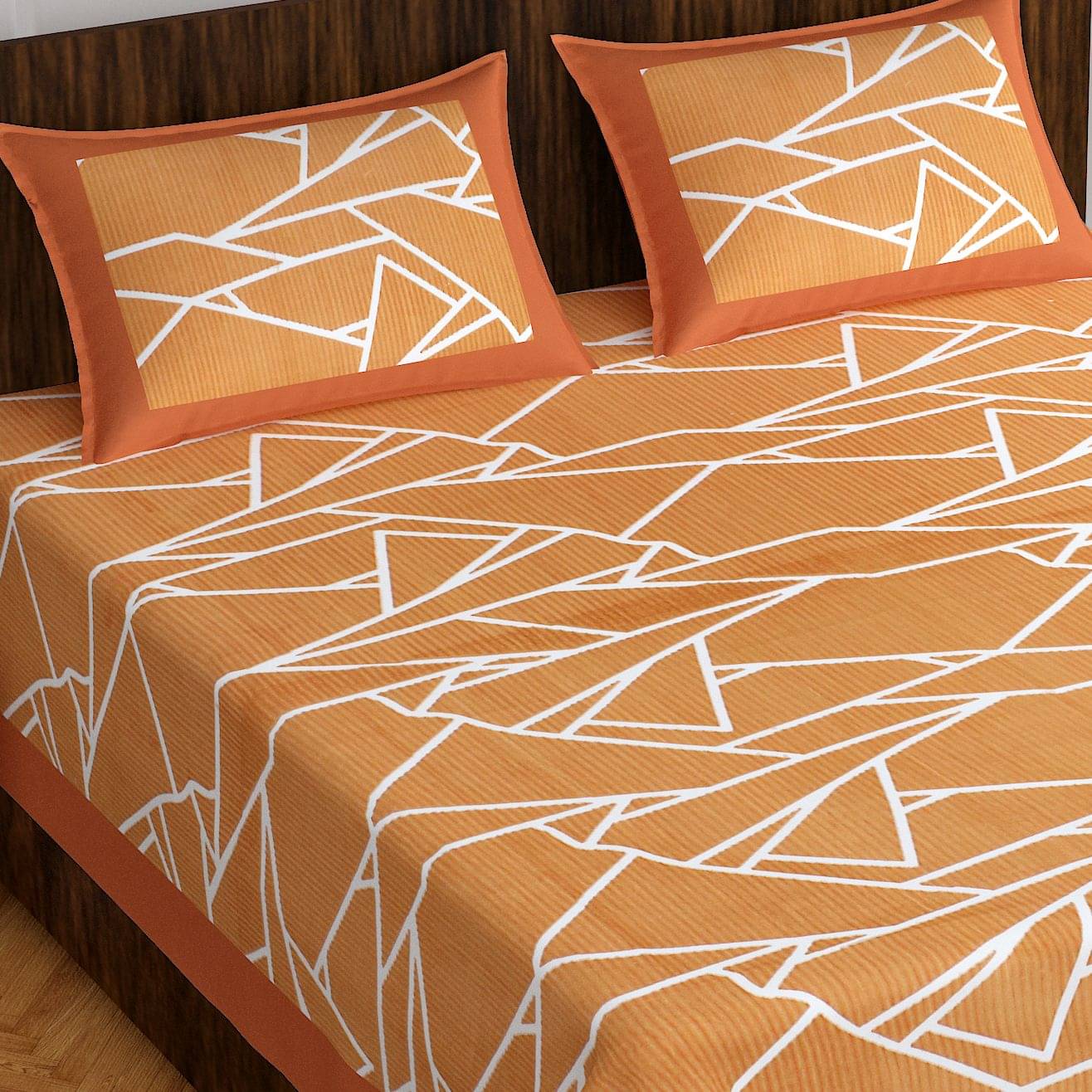     			Navkaar Creation Cotton 1 Double Bedsheet with 2 Pillow Covers ( Orange )