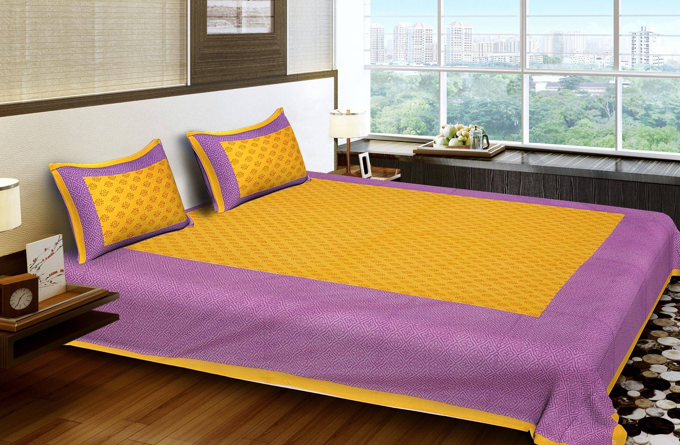 Navkaar Creation Cotton 1 Double Bedsheet with 2 Pillow Covers ( Multicolor ) Navkaar Creation Cotton 1 Double Bedsheet with 2 Pillow Covers ( Multicolor )