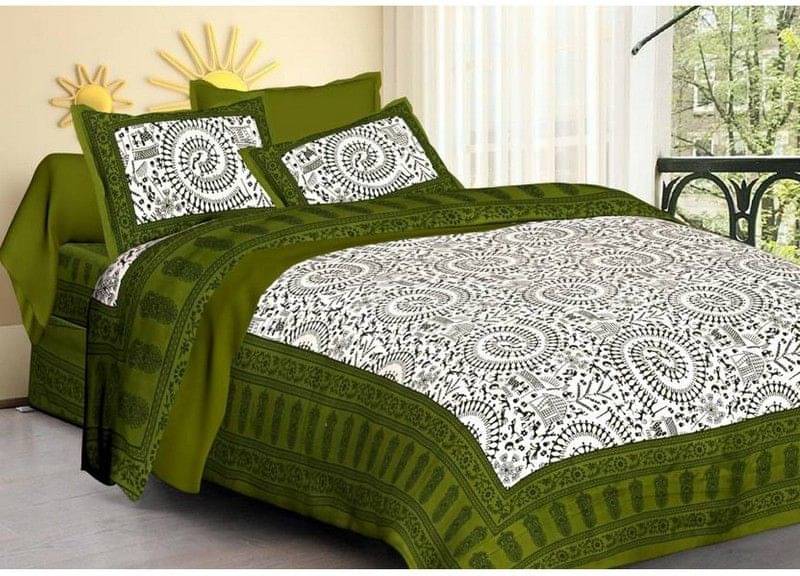 Navkaar Creation Cotton 1 Double Bedsheet with 2 Pillow Covers ( Green ) Navkaar Creation Cotton 1 Double Bedsheet with 2 Pillow Covers ( Green )