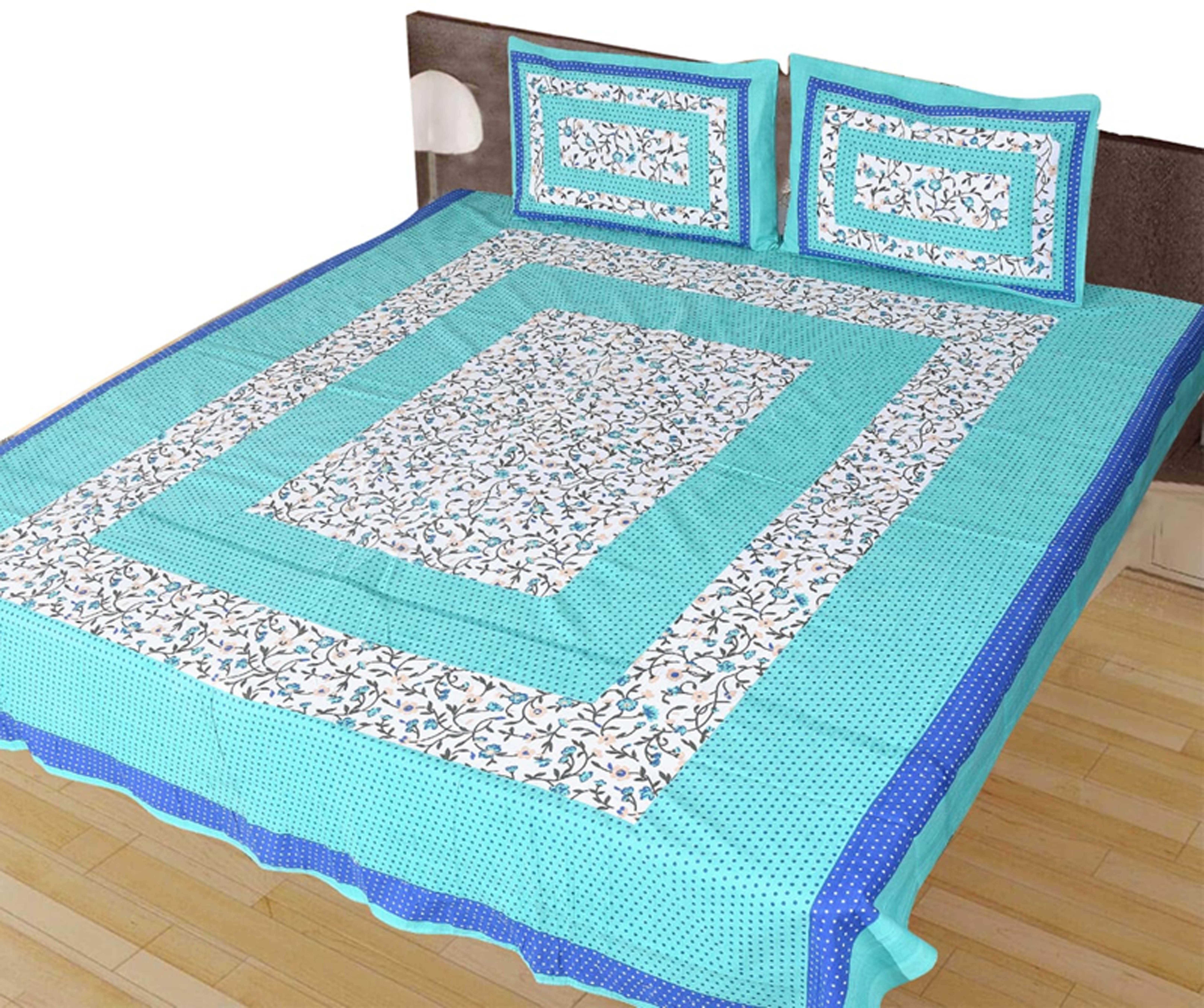 Navkaar Creation Cotton 1 Double Bedsheet with 2 Pillow Covers ( Blue ) Navkaar Creation Cotton 1 Double Bedsheet with 2 Pillow Covers ( Blue )