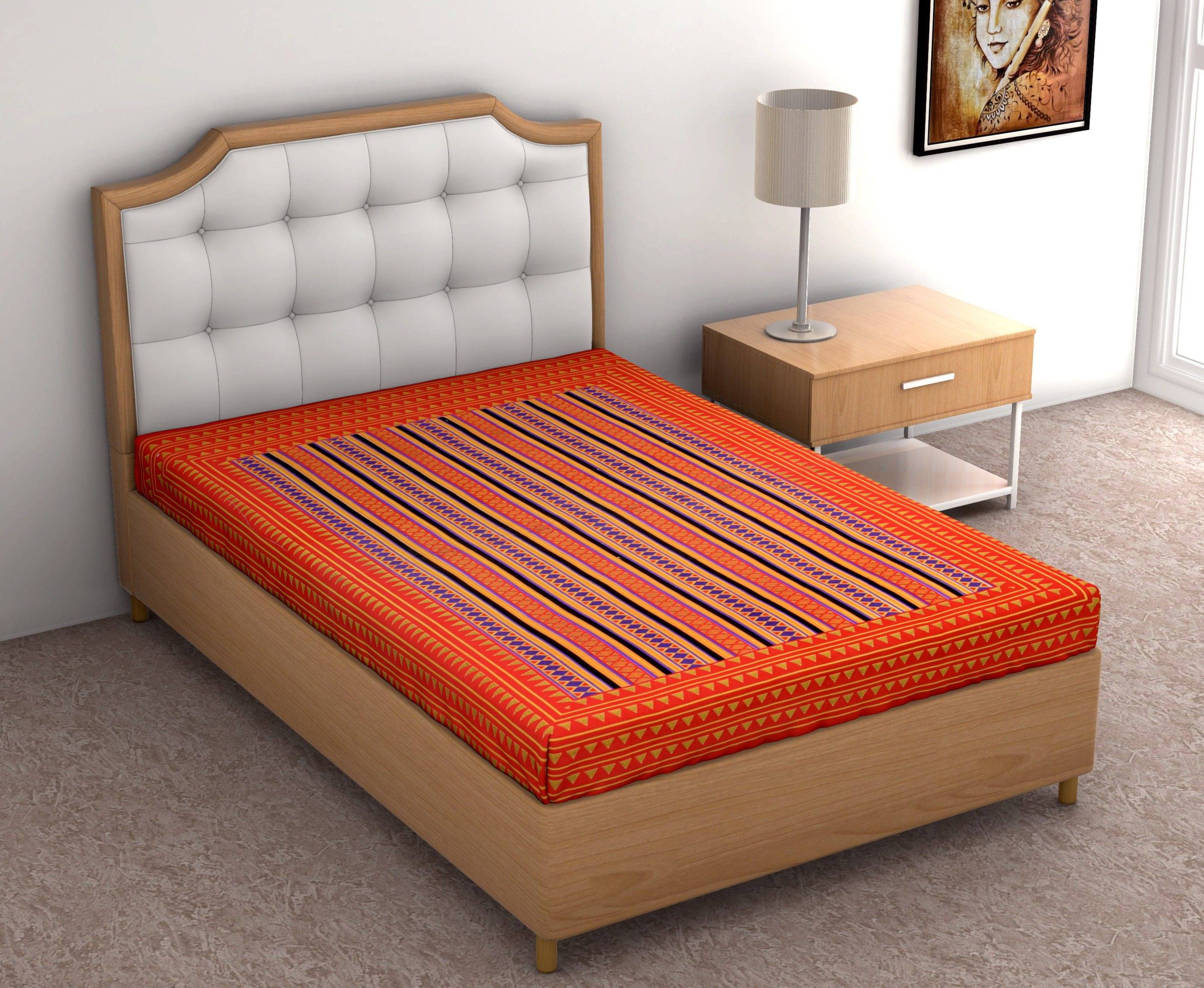    			Navkaar Creation Cotton 1 Single Bedsheet with 1 Pillow Cover ( Orange )