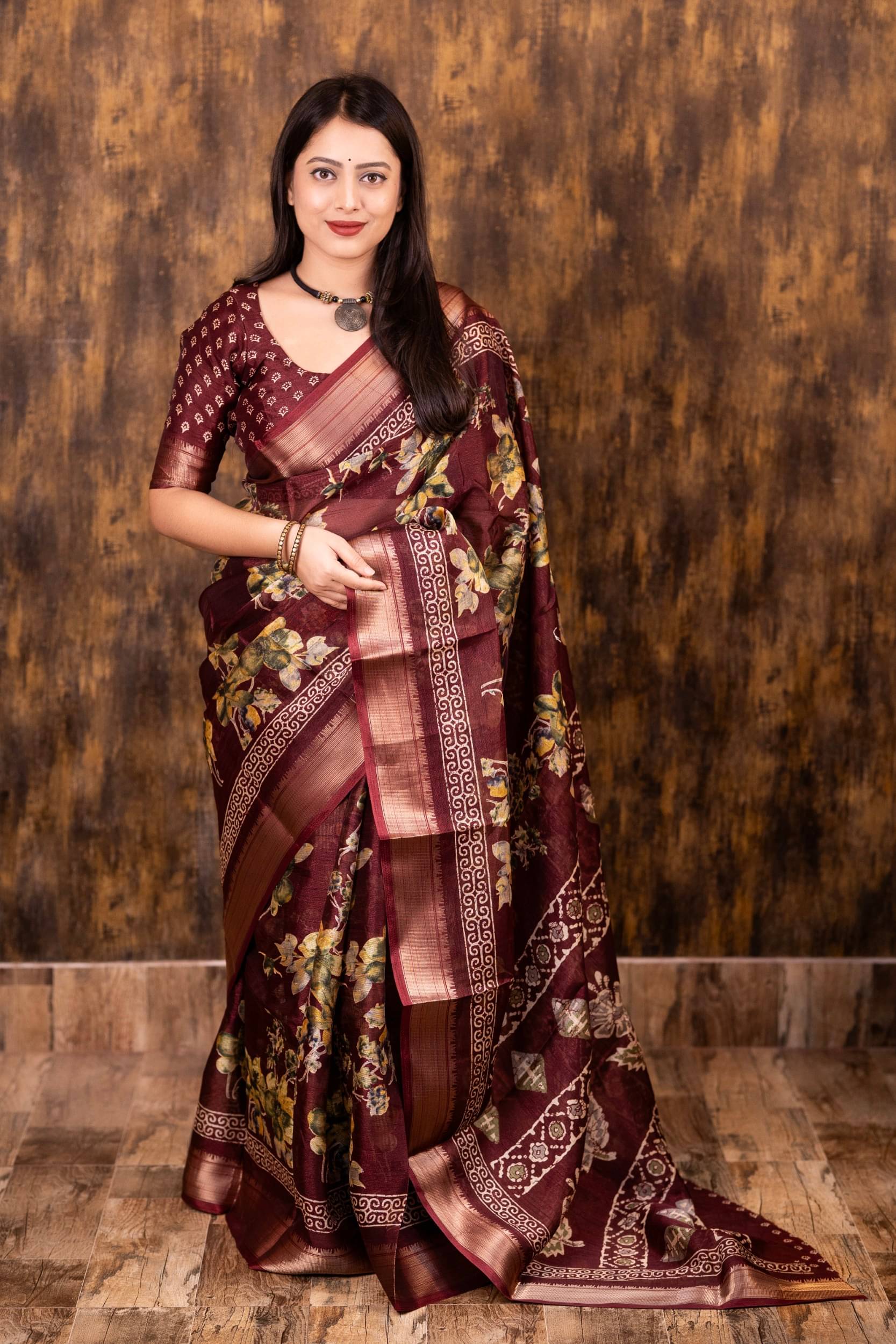 PANZORA Cotton Silk Solid Regular Saree Without Blouse Piece ( Maroon )     			PANZORA Cotton Silk Solid Regular Saree Without Blouse Piece ( Maroon )
