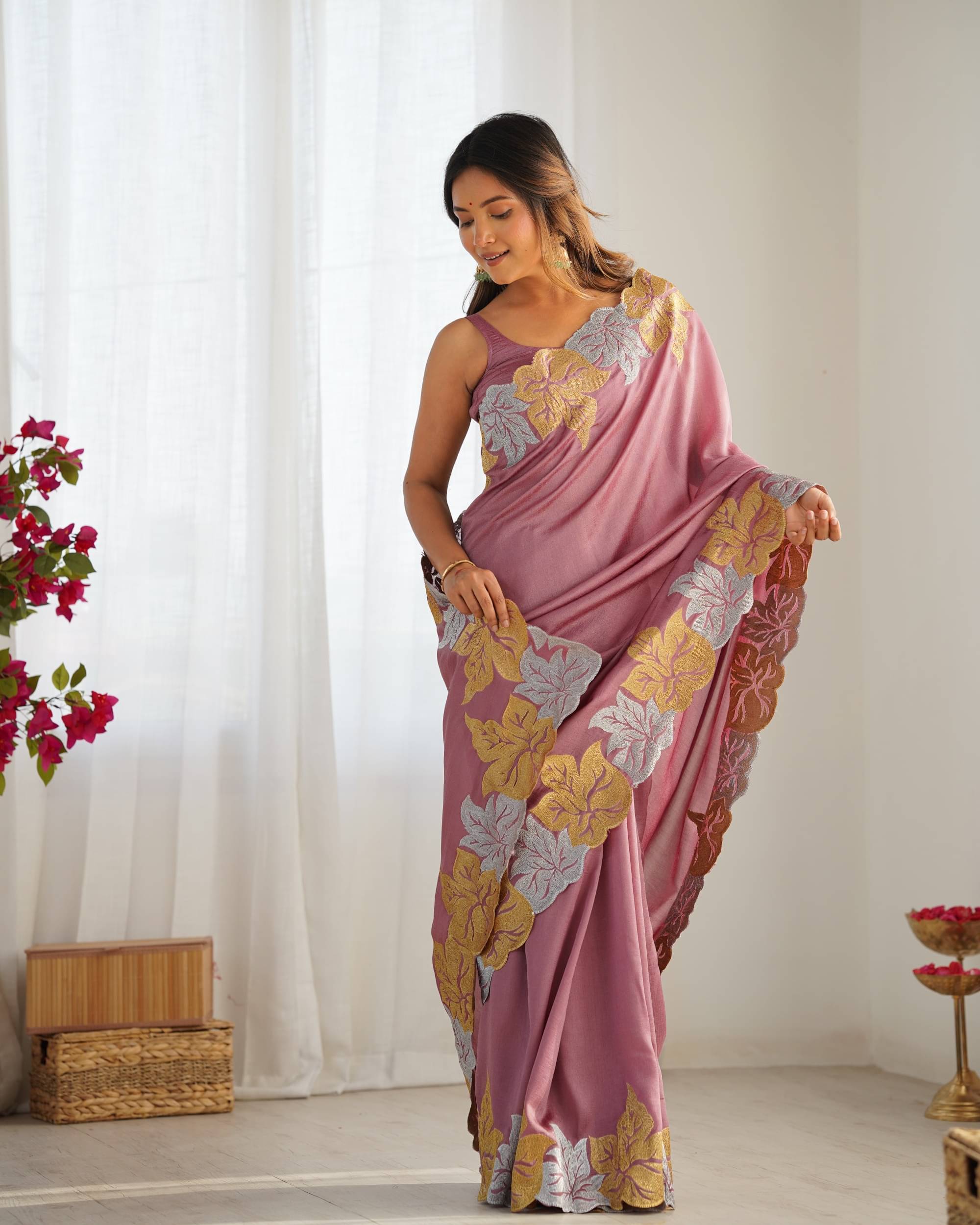 PANZORA Silk Solid Regular Saree Without Blouse Piece ( Pink ) PANZORA Silk Solid Regular Saree Without Blouse Piece ( Pink )