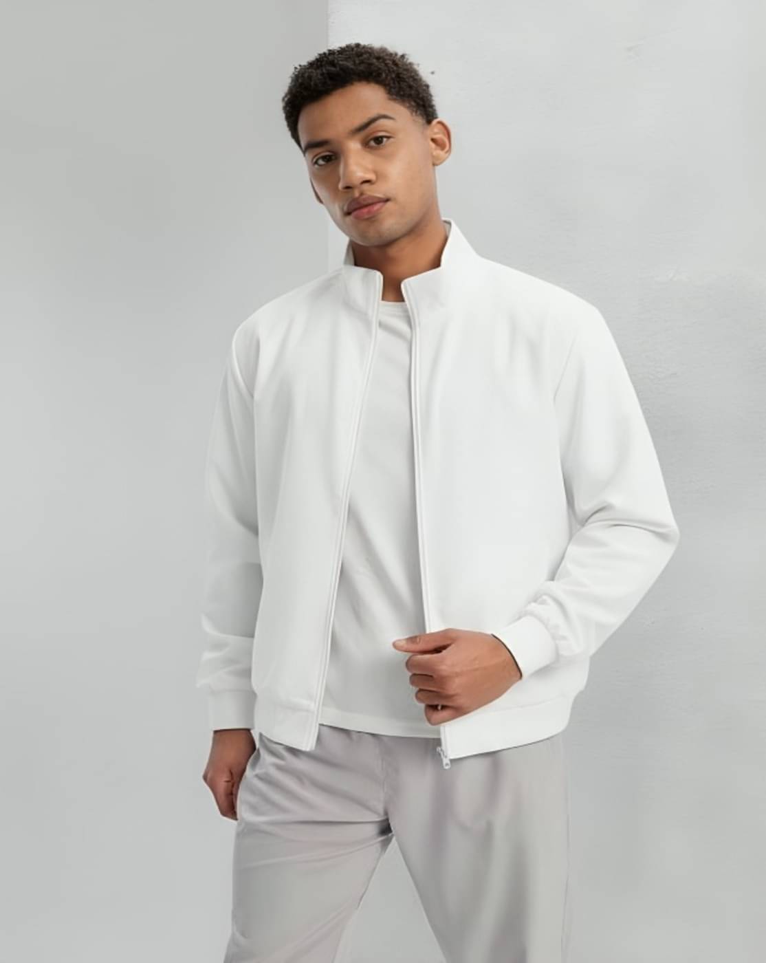 PLUS PARADISE Polyester Men's Windcheater Jacket - White ( Pack of 1 )     			PLUS PARADISE Polyester Men's Windcheater Jacket - White ( Pack of 1 )