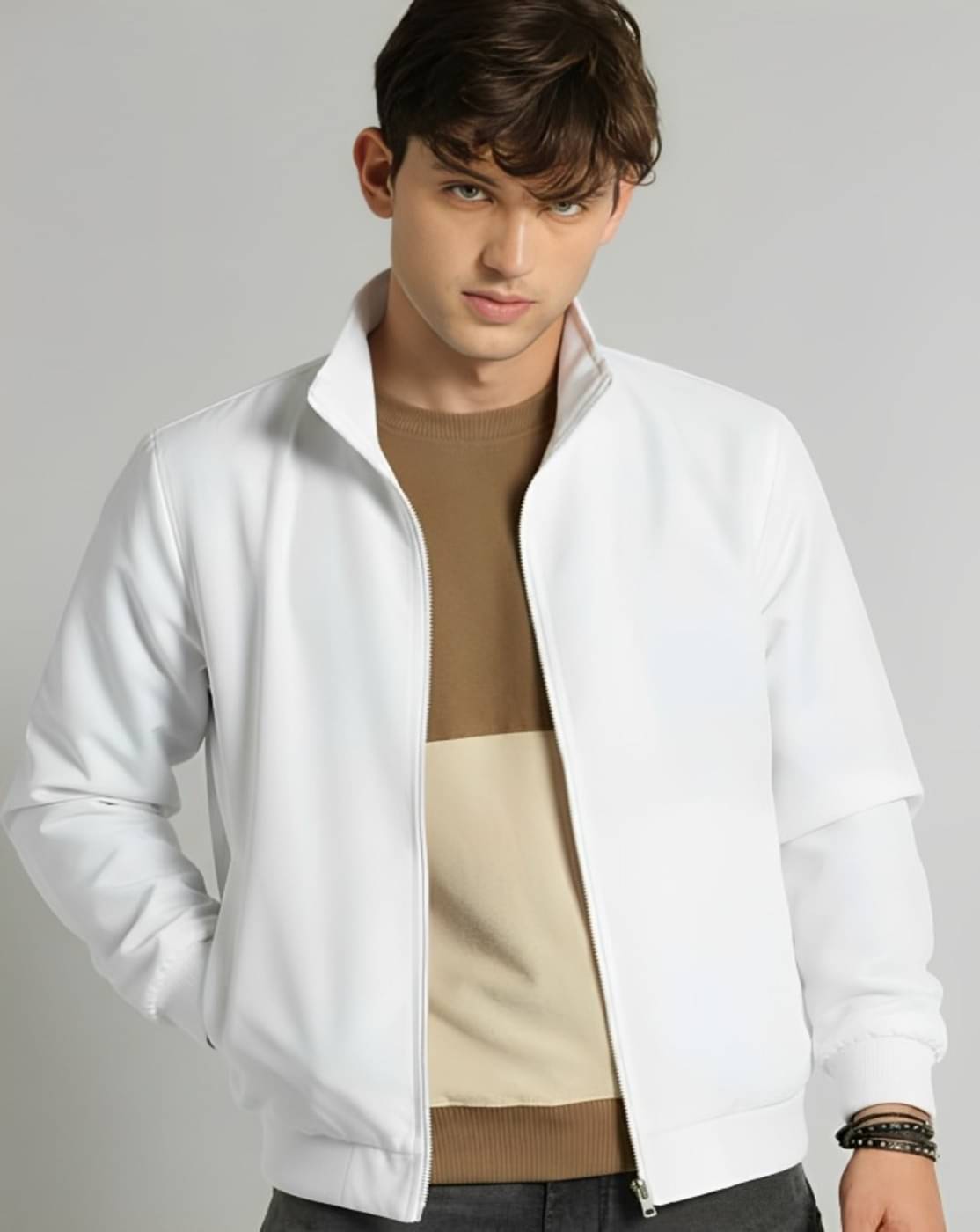 PLUS PARADISE Polyester Men's Windcheater Jacket - White ( Pack of 1 ) PLUS PARADISE Polyester Men's Windcheater Jacket - White ( Pack of 1 )
