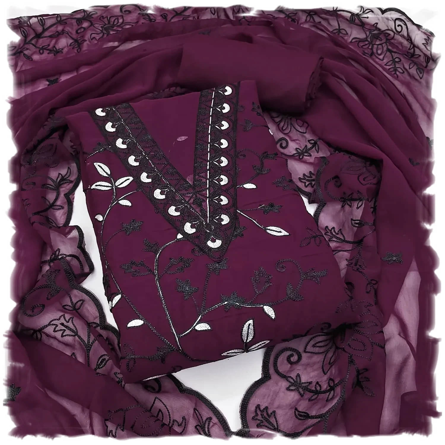 Panbai sarees Women Georgette Unstitched Dress Material ( Purple )     			Panbai sarees Women Georgette Unstitched Dress Material ( Purple )