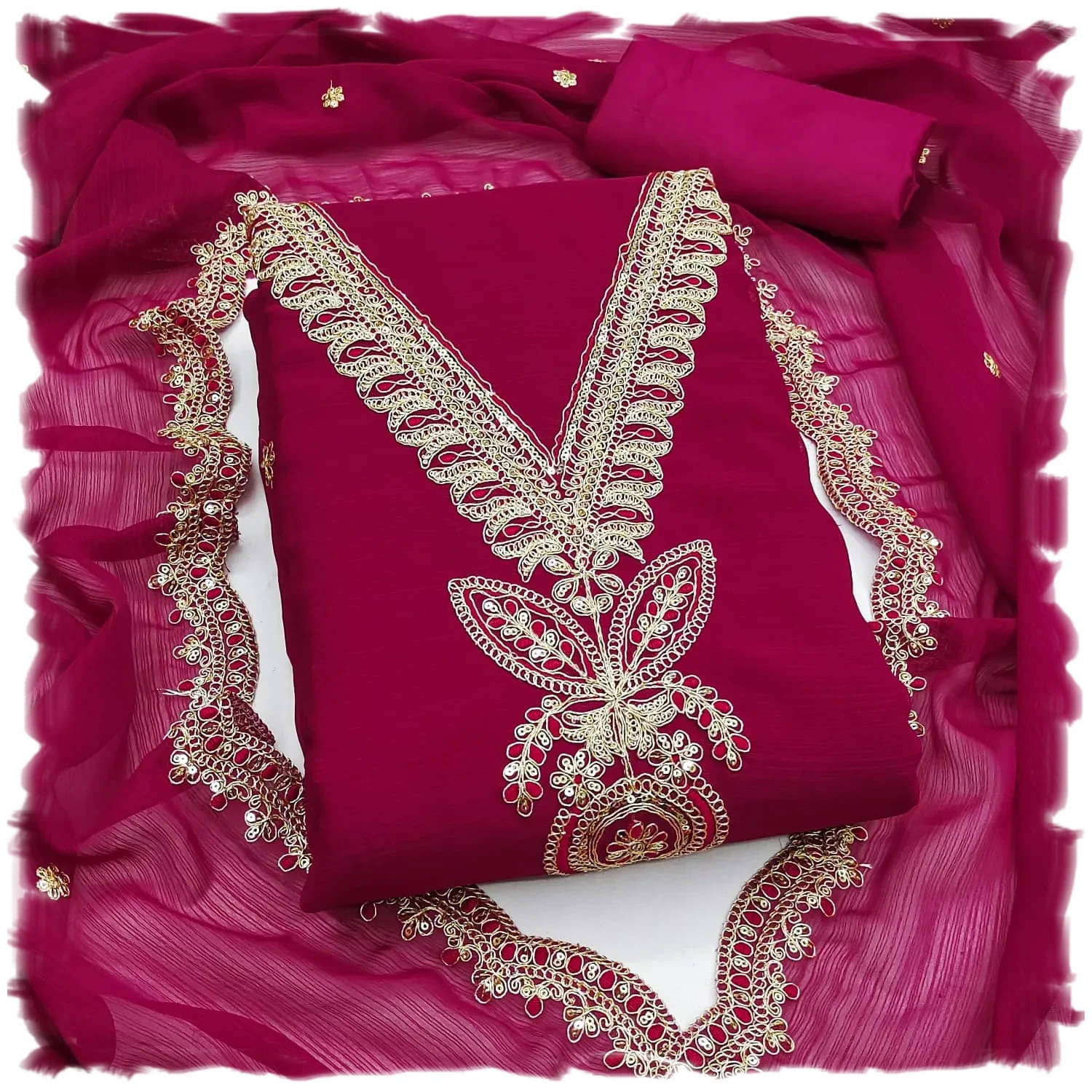     			Panbai sarees Women Silk Unstitched Dress Material ( Pink )