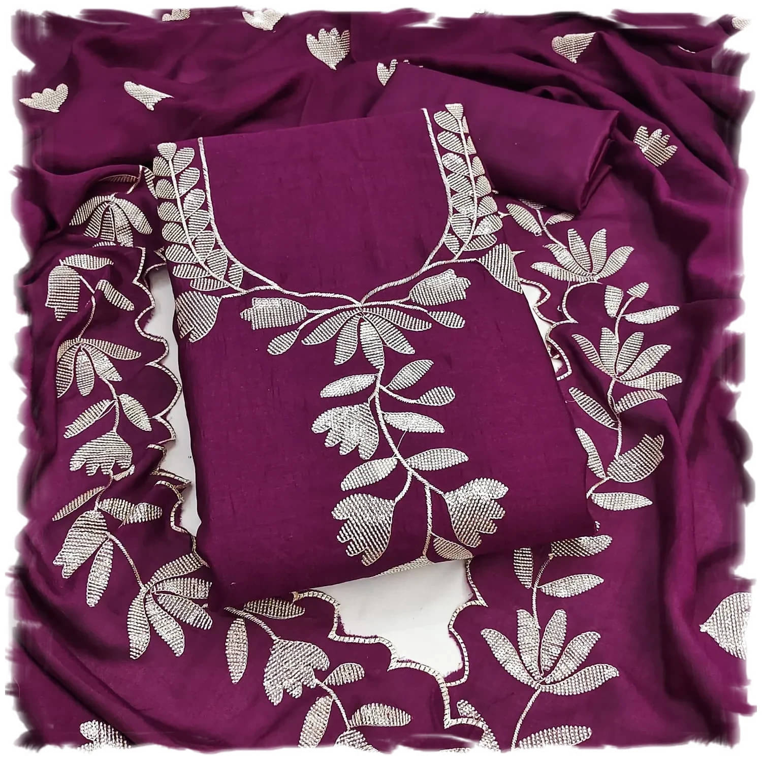     			Panbai sarees Women Silk Unstitched Dress Material ( Purple )