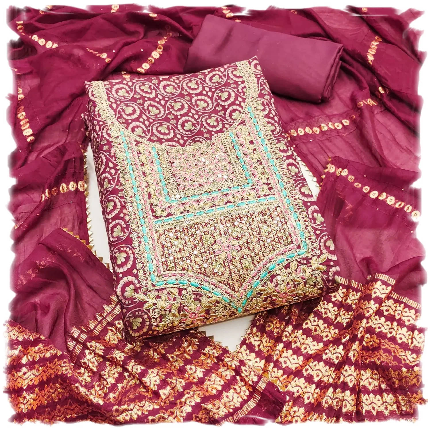     			Panbai sarees Women Silk Unstitched Dress Material ( Pink )