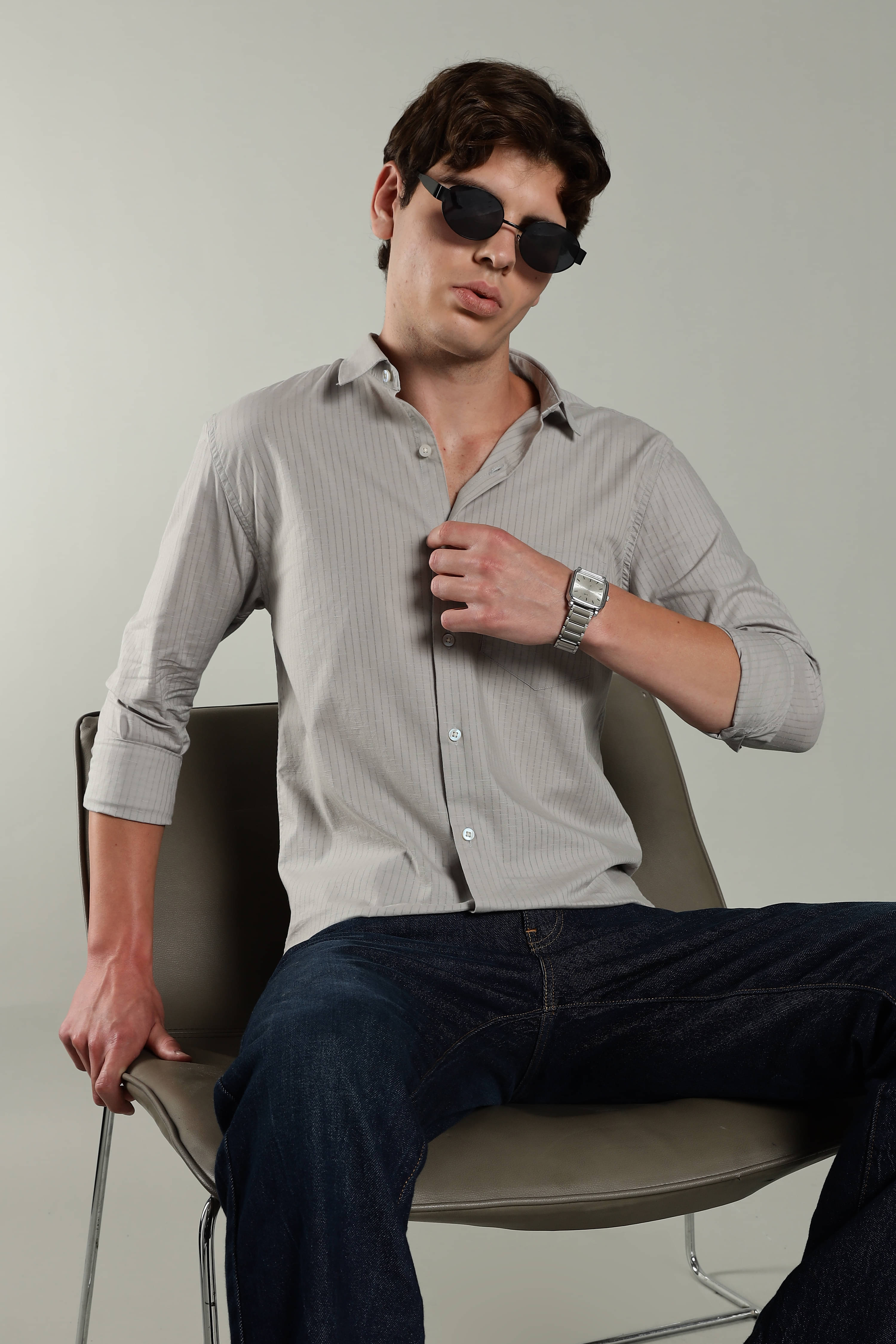 Paul Street Linen Slim Fit Striped Full Sleeves Men's Casual Shirt - Grey ( Pack of 1 ) Paul Street Linen Slim Fit Striped Full Sleeves Men's Casual Shirt - Grey ( Pack of 1 )