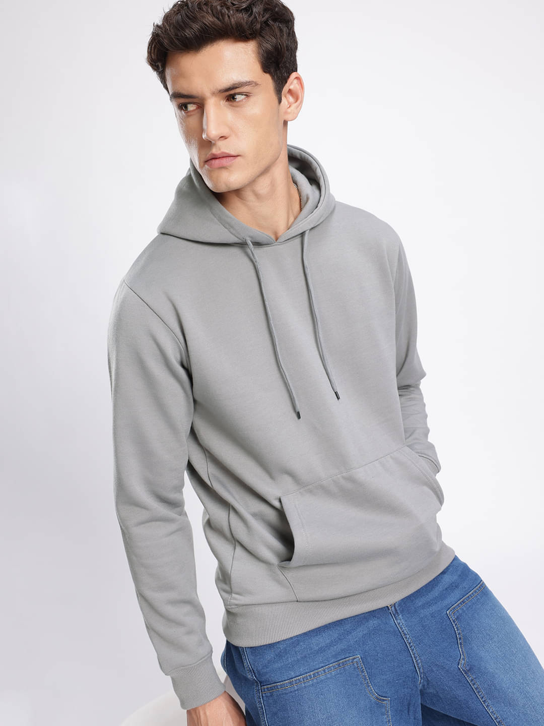 Riss Cotton Blend Hooded Men's Sweatshirt - Grey ( Pack of 1 ) Riss Cotton Blend Hooded Men's Sweatshirt - Grey ( Pack of 1 )