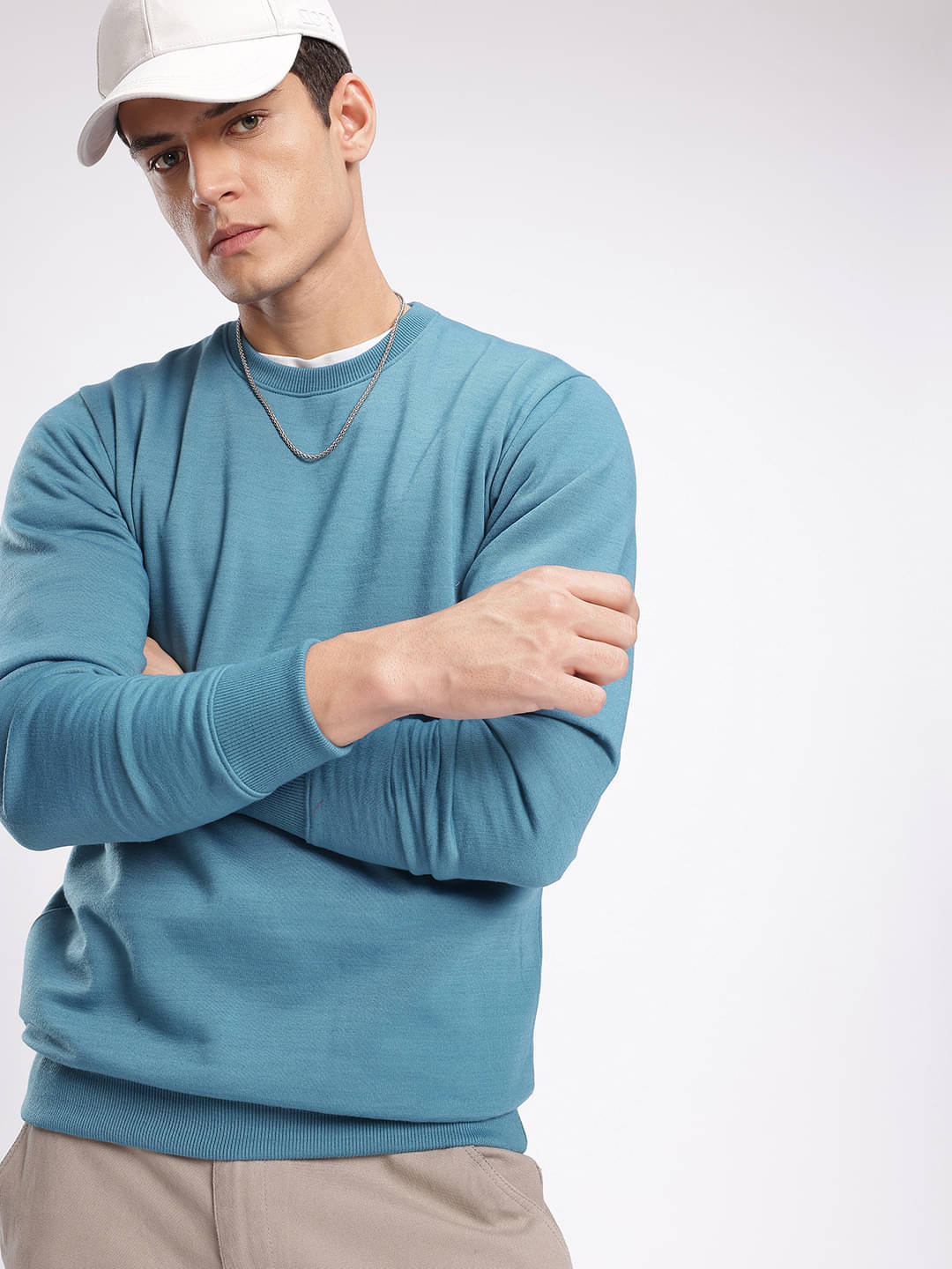     			Riss Cotton Blend Round Neck Men's Sweatshirt - Teal ( Pack of 1 )