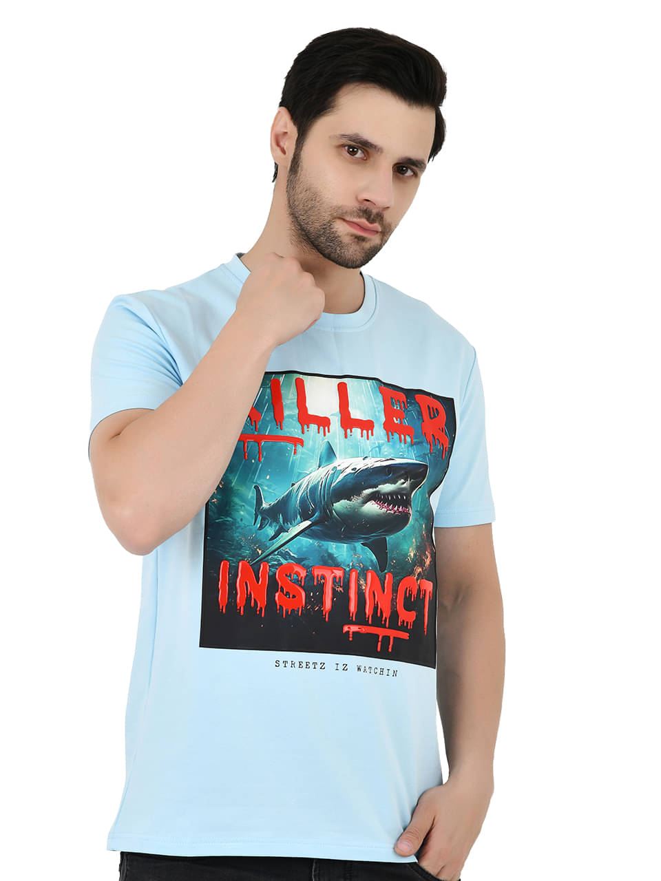     			Sageware Men Cotton Regular Fit Printed T-Shirt ( Sky Blue )