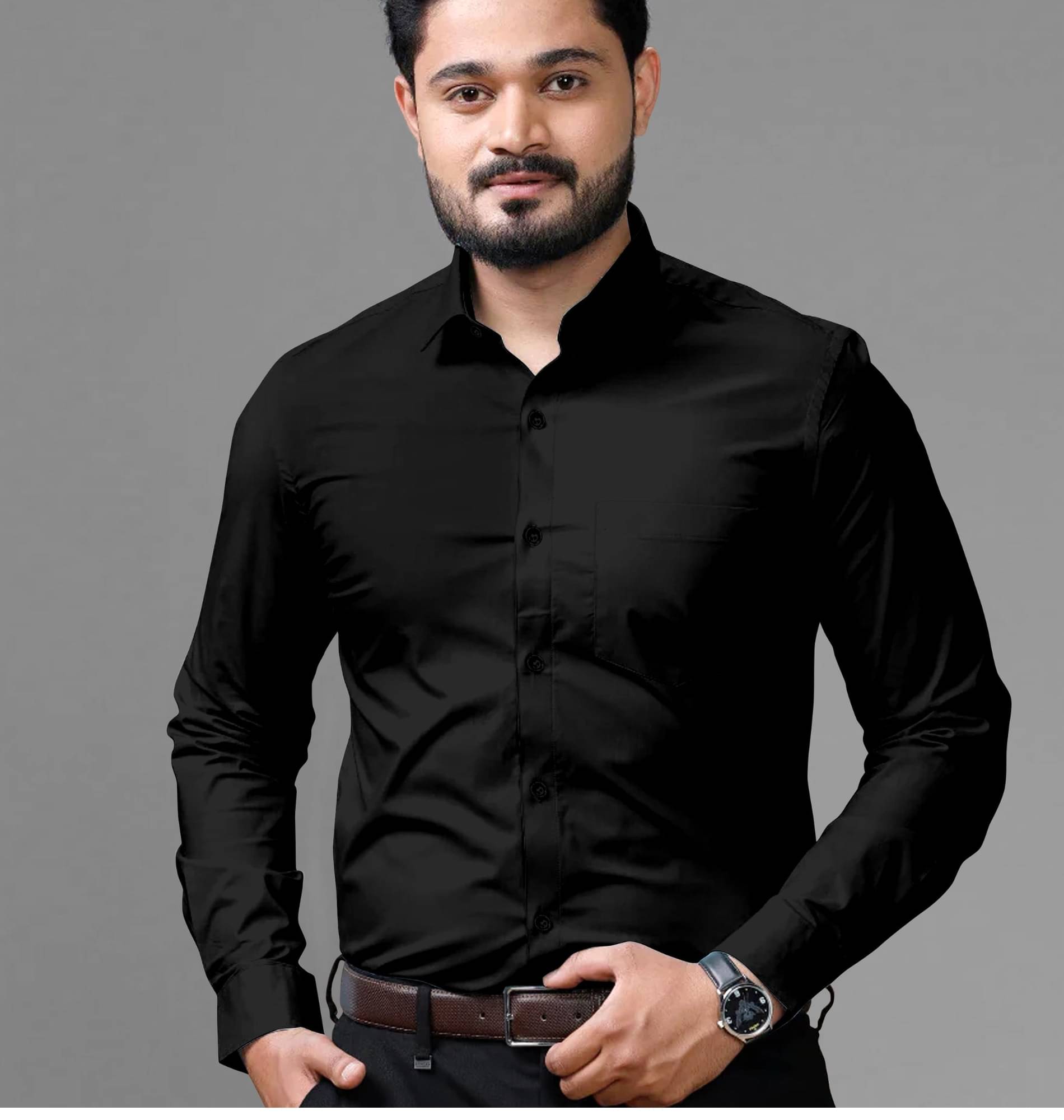     			Shiv Sales Cotton Blend Regular Fit Solids Full Sleeves Men's Casual Shirt - Black ( Pack of 1 )