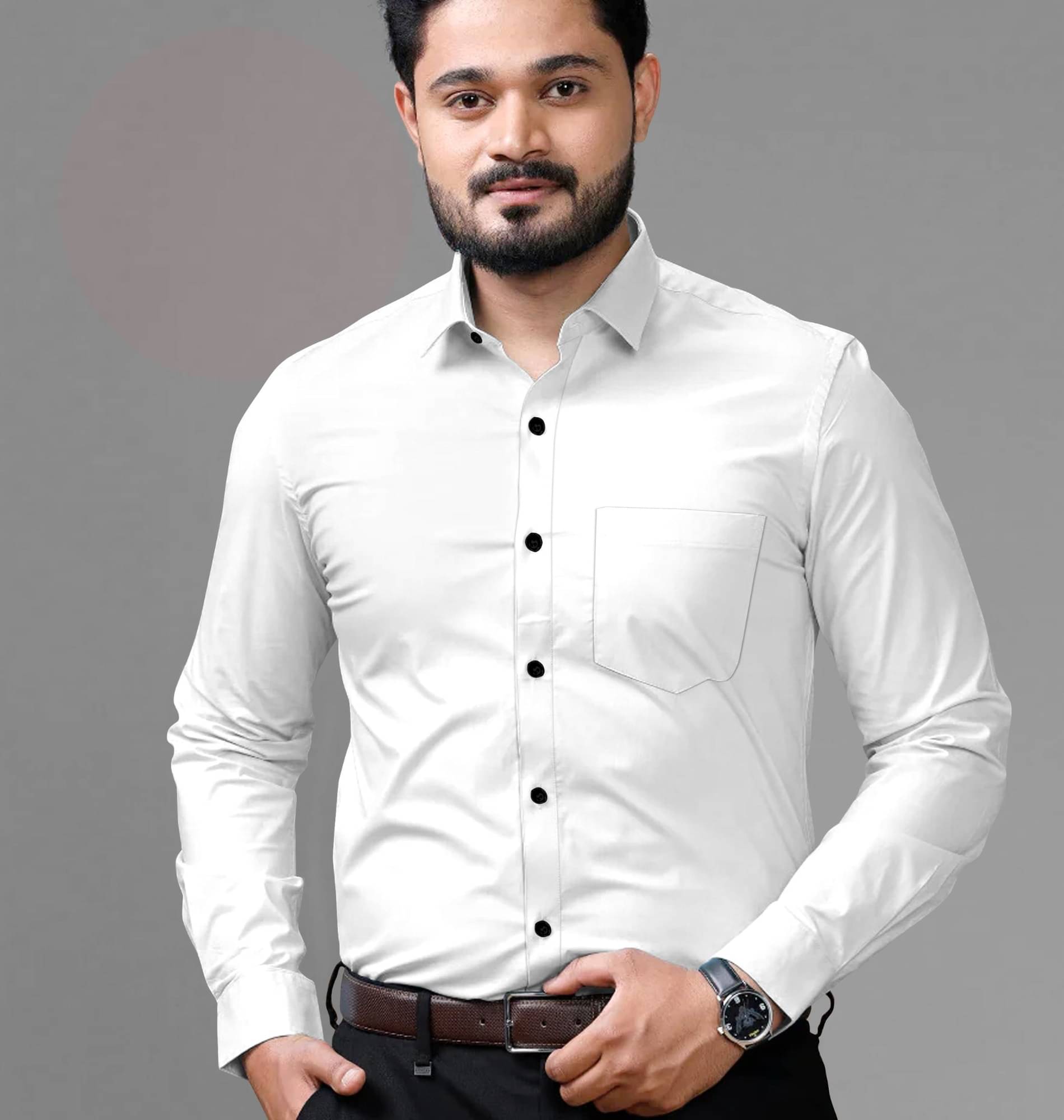     			Shiv Sales Cotton Blend Regular Fit Solids Full Sleeves Men's Casual Shirt - White ( Pack of 1 )