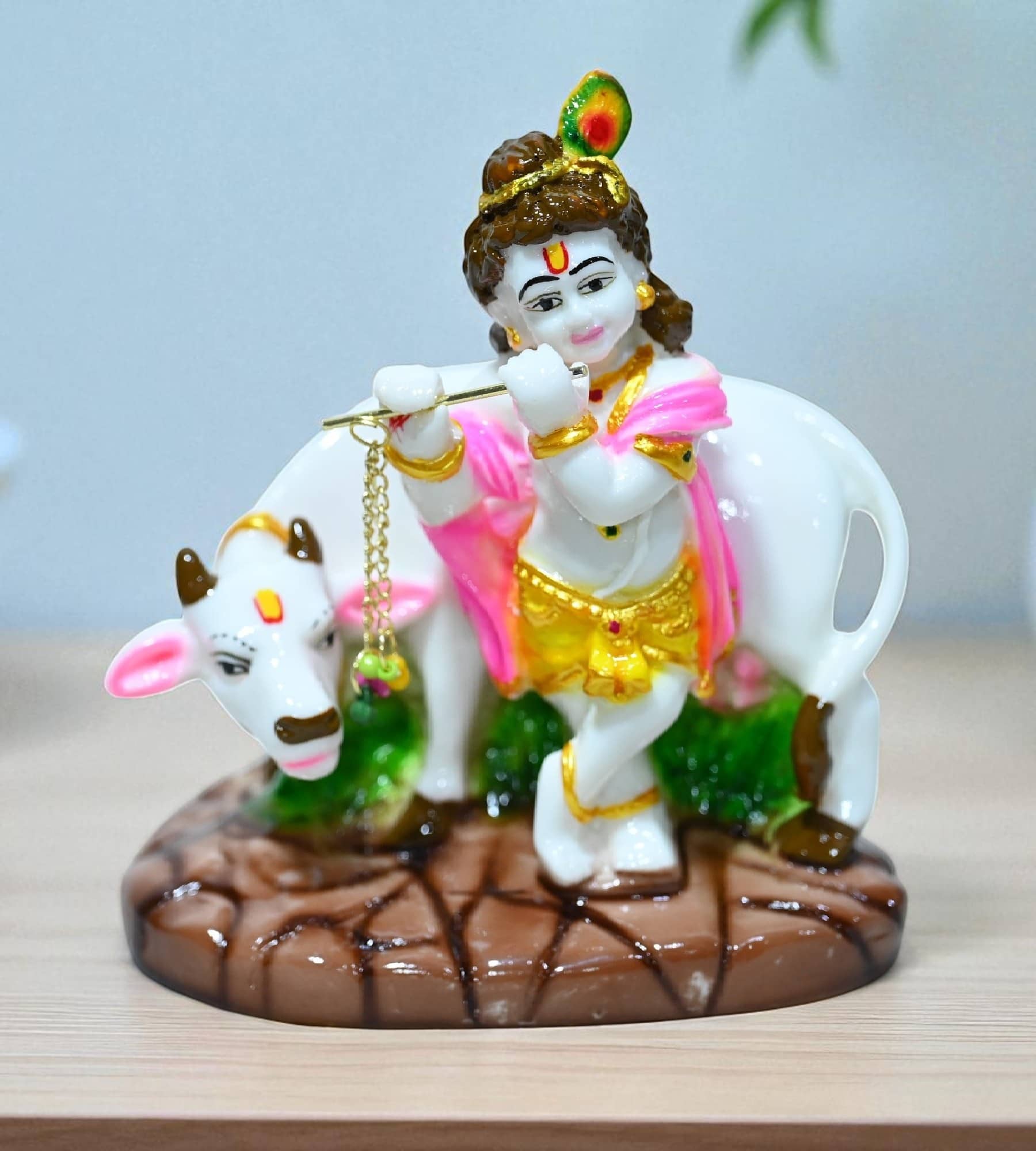 Sigaram Marble Lord Krishna Idol ( 14 cm )