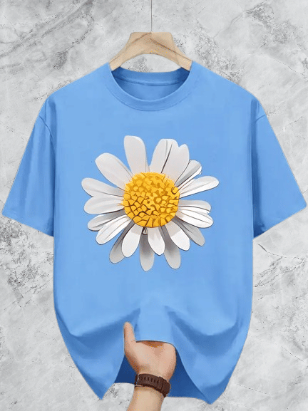 THAWE PARIDHAN Men Cotton Blend Regular Fit Printed T-Shirt ( Sky Blue )     			THAWE PARIDHAN Men Cotton Blend Regular Fit Printed T-Shirt ( Sky Blue )