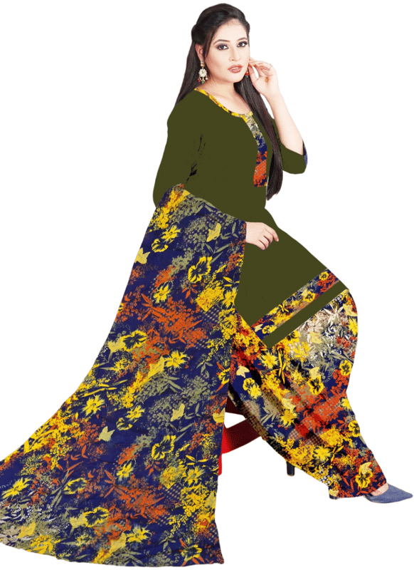     			THREADS STUDIO Women Crepe Unstitched Dress Material ( Multicolor )