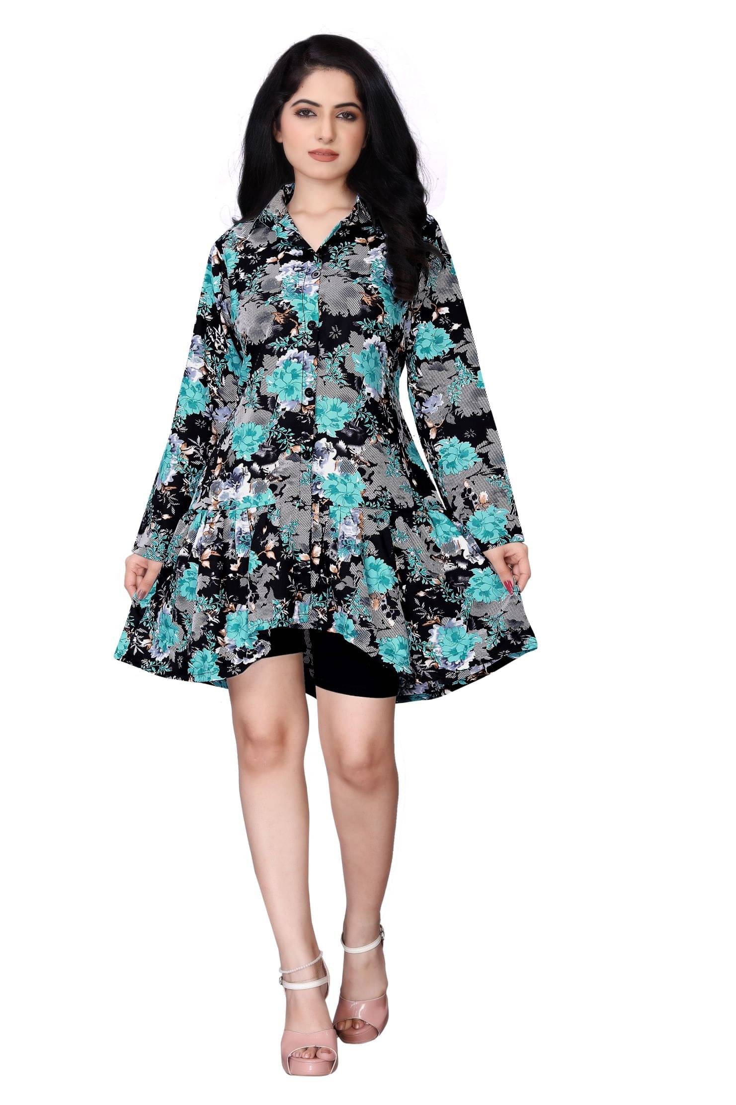 TUHIRAJ Women's Silk A-Line Top ( Multicolor 1 ) TUHIRAJ Women's Silk A-Line Top ( Multicolor 1 )