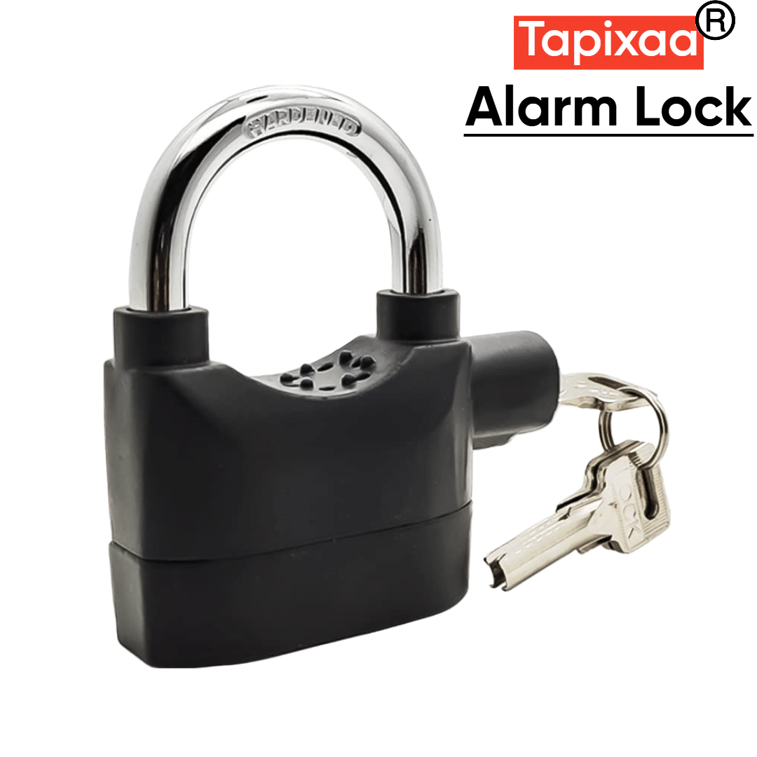 Tapixaa Alarm Security Lock with Motion Sensor Siren and 3 Keys, Metallic Finish for Home Safety Anti Theft System for Home, Office Door and Bikes (Motion Sensing Siren Locks, Metal, Black) Tapixaa Alarm Security Lock with Motion Sensor Siren and 3 Keys, Metallic Finish for Home Safety Anti Theft System for Home, Office Door and Bikes (Motion Sensing Siren Locks, Metal, Black)