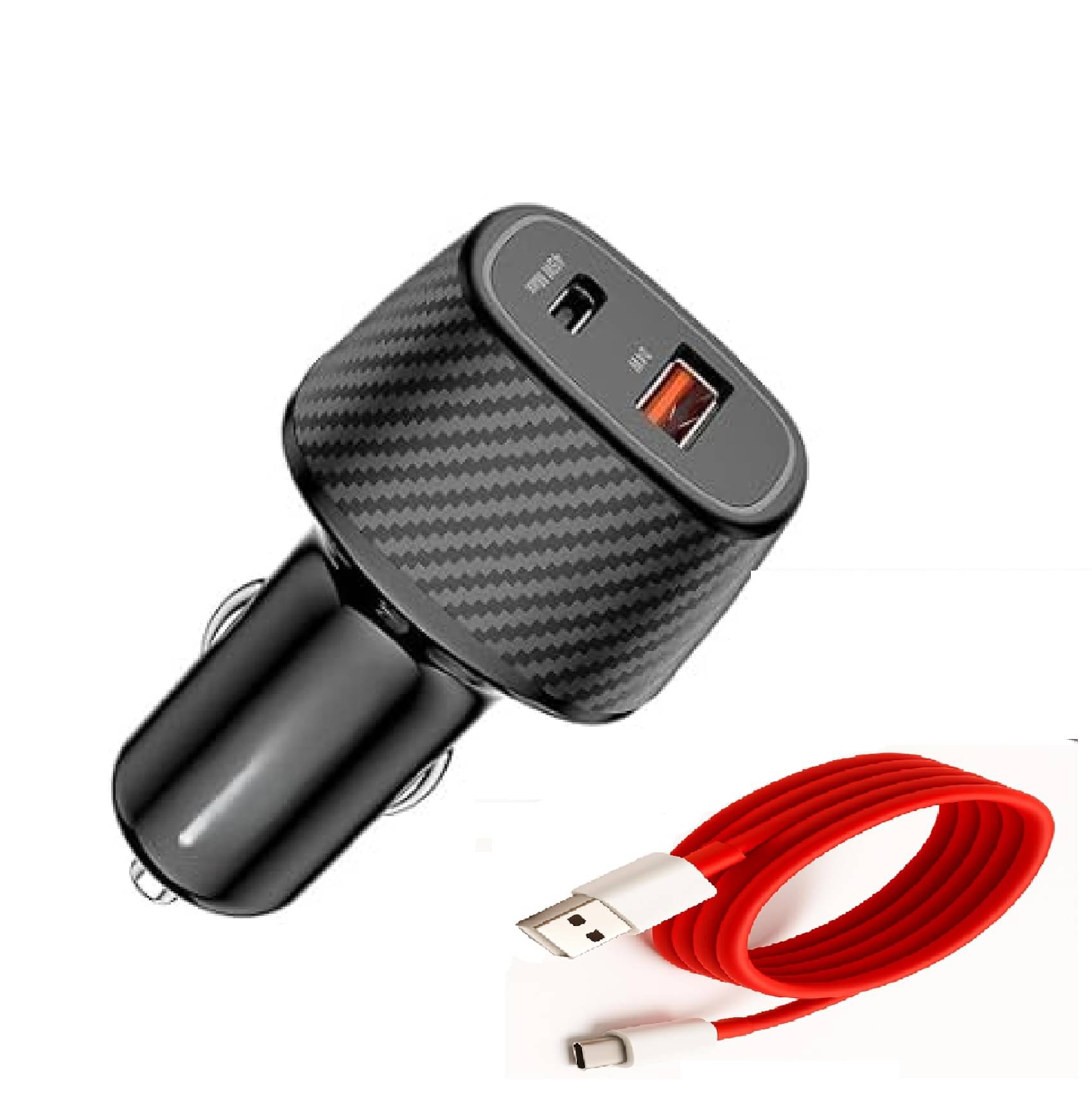 UniBoss Car Mobile Charger Fast with Red Cable Black UniBoss Car Mobile Charger Fast with Red Cable Black