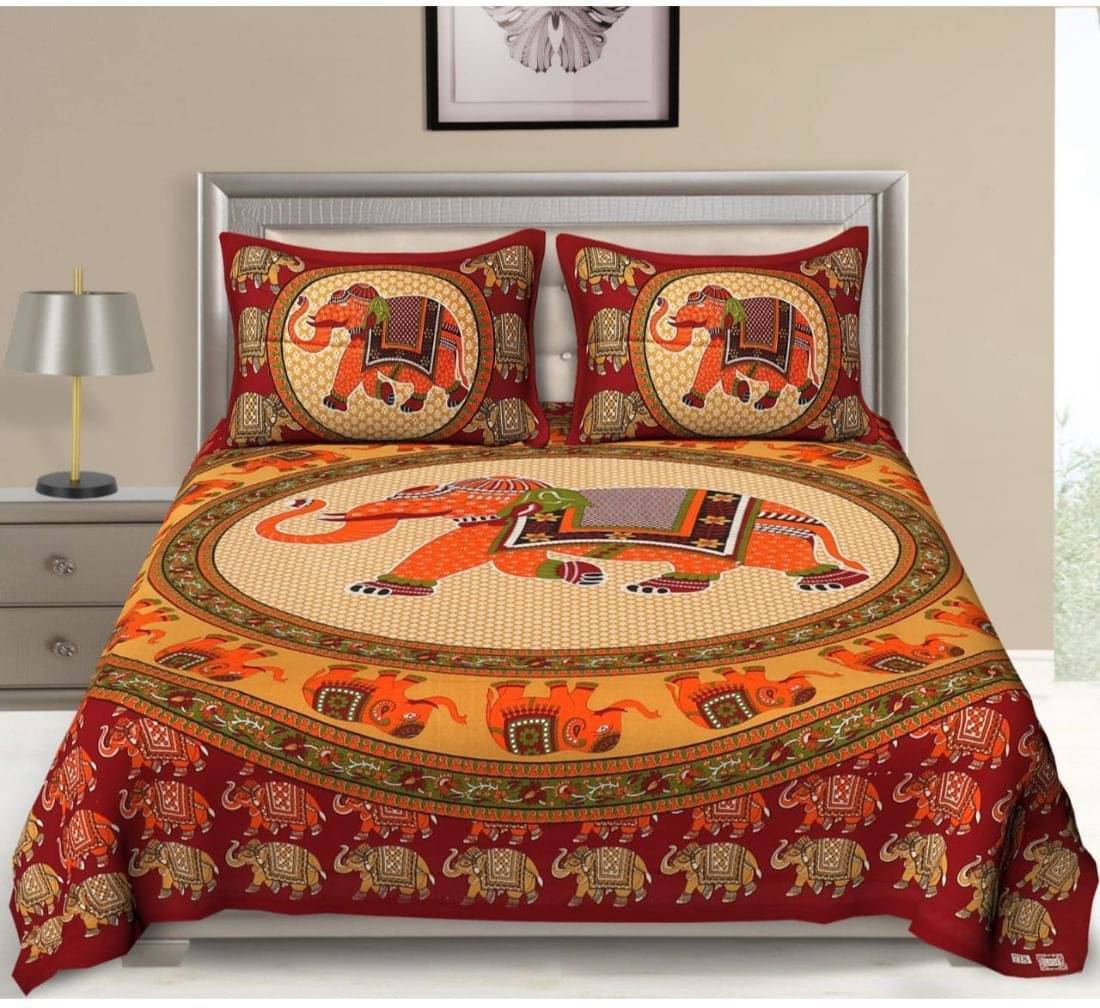 WAR TRADE Cotton 1 Double Bedsheet with 2 Pillow Covers ( Multicolor ) WAR TRADE Cotton 1 Double Bedsheet with 2 Pillow Covers ( Multicolor )