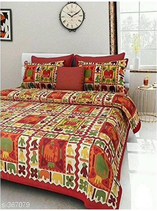 WAR TRADE Cotton 1 Double Bedsheet with 2 Pillow Covers ( Multicolor )     			WAR TRADE Cotton 1 Double Bedsheet with 2 Pillow Covers ( Multicolor )