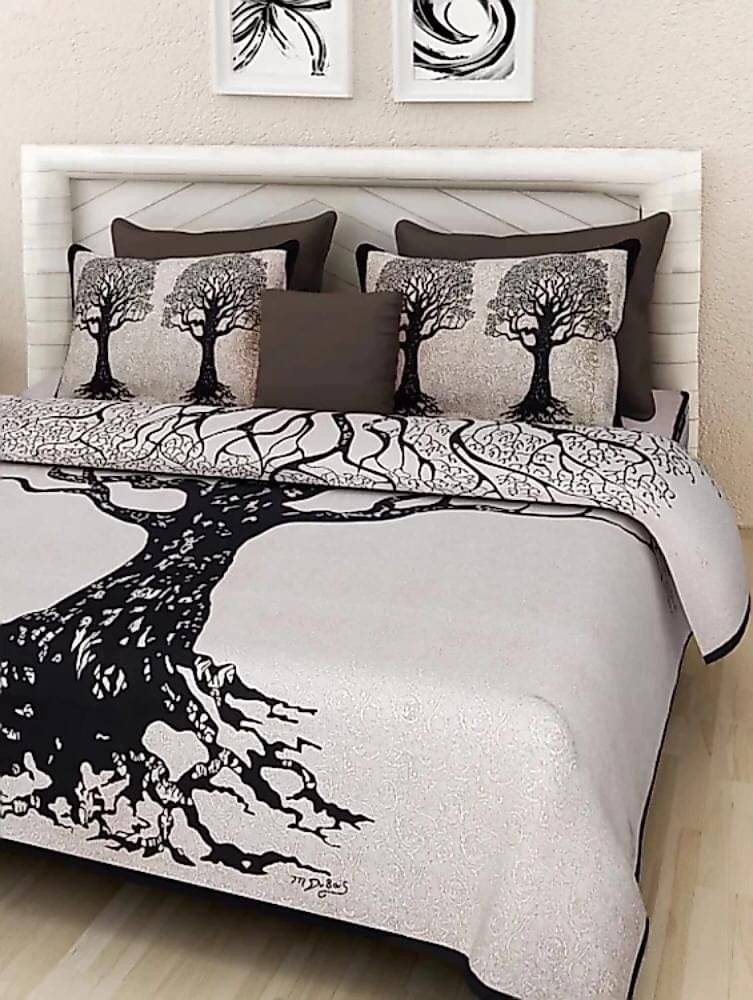     			WAR TRADE Cotton 1 Double Bedsheet with 2 Pillow Covers ( Beige )