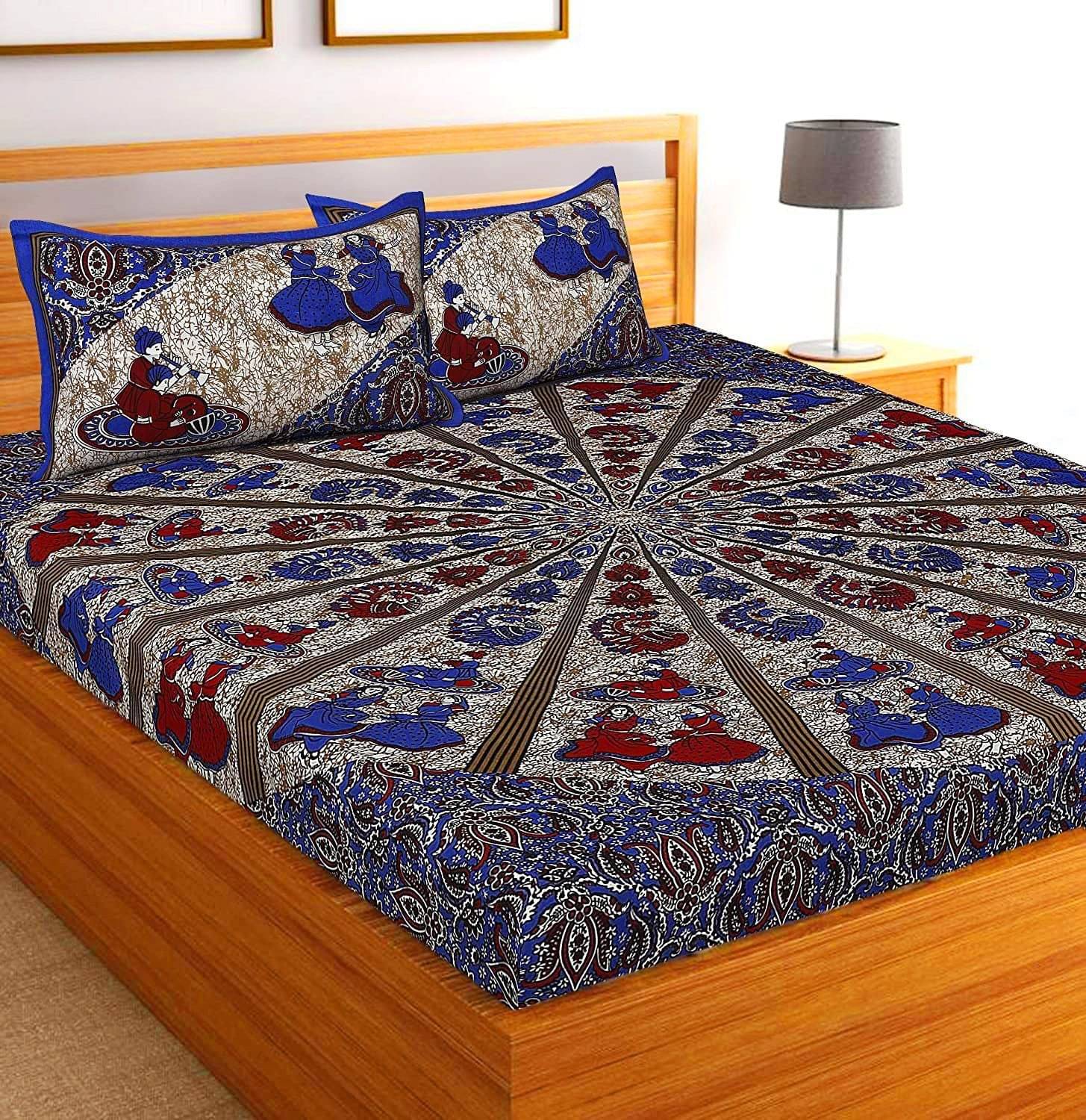 WAR TRADE Cotton 1 Double Bedsheet with 2 Pillow Covers ( Multicolor ) WAR TRADE Cotton 1 Double Bedsheet with 2 Pillow Covers ( Multicolor )