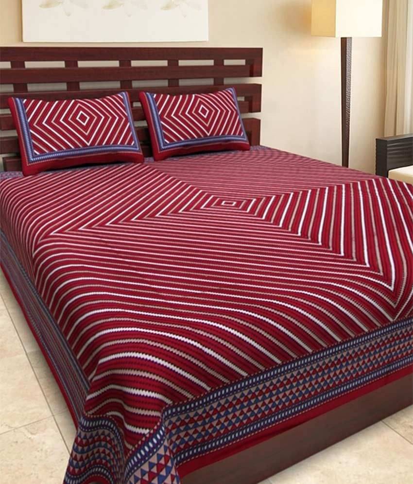 WAR TRADE Cotton 1 Double Bedsheet with 2 Pillow Covers ( Maroon )     			WAR TRADE Cotton 1 Double Bedsheet with 2 Pillow Covers ( Maroon )