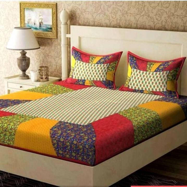     			WAR TRADE Cotton 1 Double Bedsheet with 2 Pillow Covers ( Multicolor )