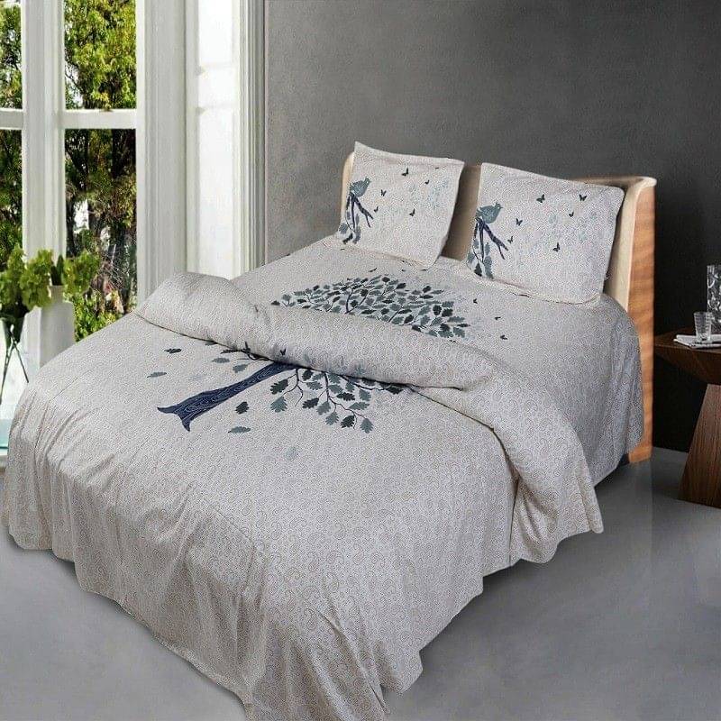     			WAR TRADE Cotton 1 Double Bedsheet with 2 Pillow Covers ( Blue )