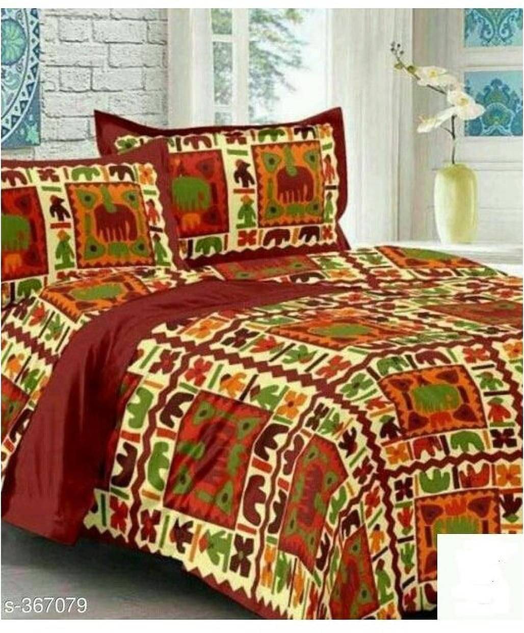WAR TRADE Cotton 1 Double Bedsheet with 2 Pillow Covers ( Multicolor )     			WAR TRADE Cotton 1 Double Bedsheet with 2 Pillow Covers ( Multicolor )