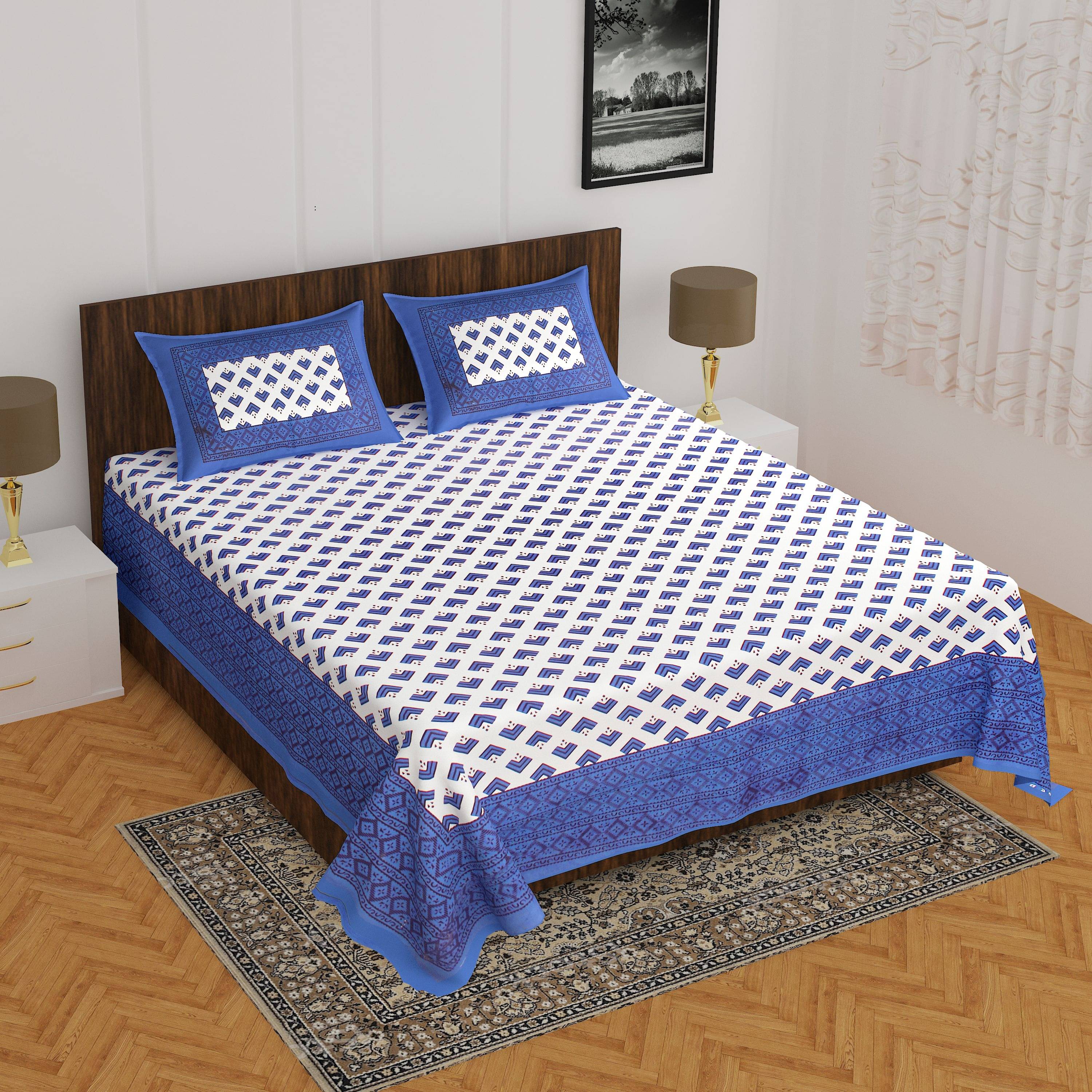 WAR TRADE Cotton 1 Double Bedsheet with 2 Pillow Covers ( Multicolor )     			WAR TRADE Cotton 1 Double Bedsheet with 2 Pillow Covers ( Multicolor )