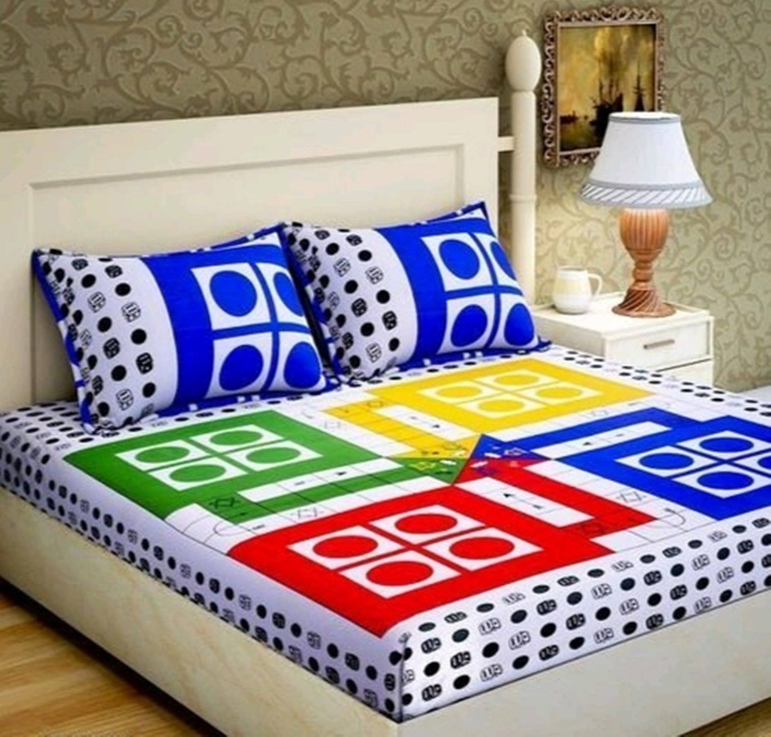     			WAR TRADE Cotton 1 Double Bedsheet with 2 Pillow Covers ( Multicolor )