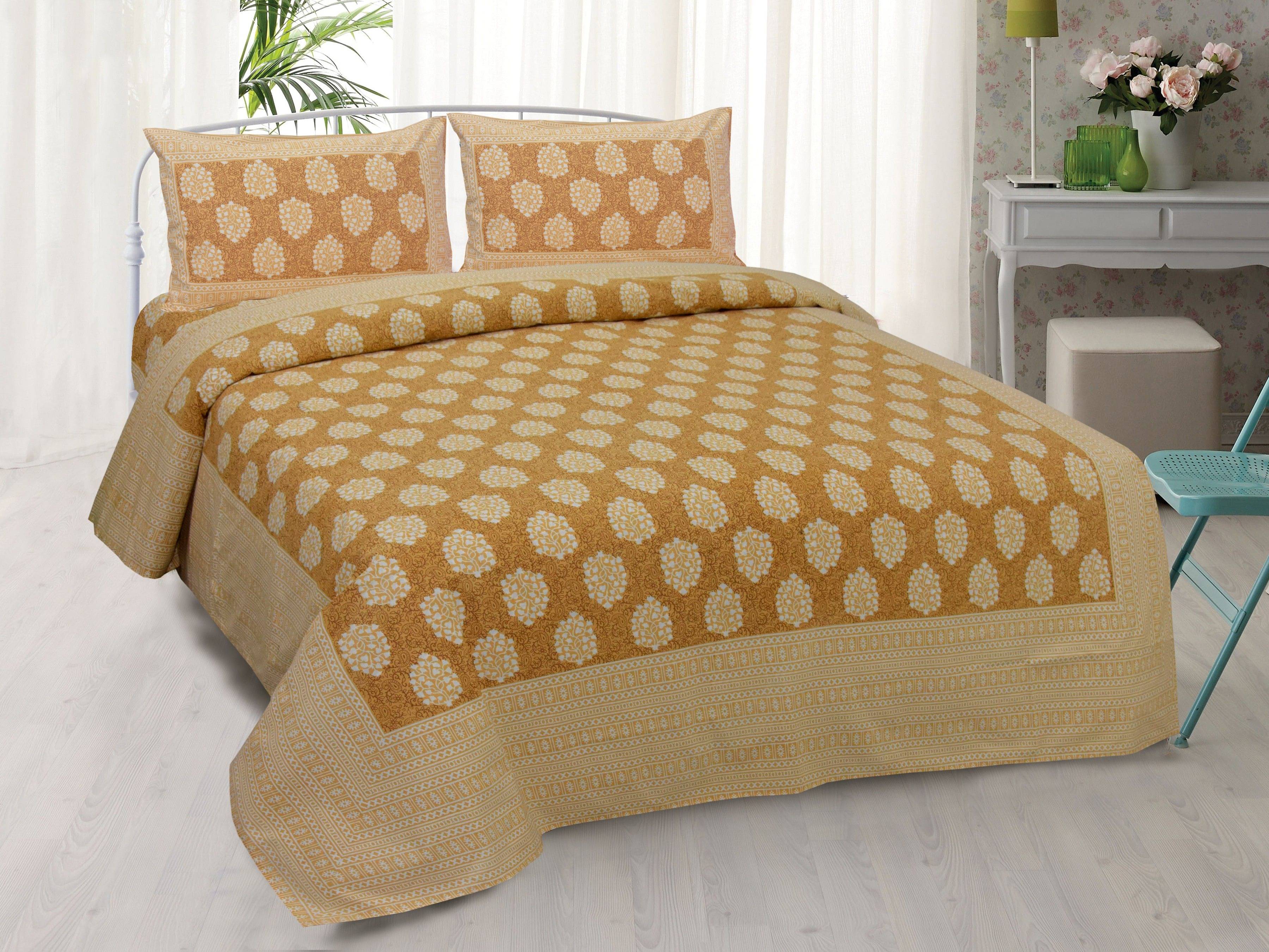     			WAR TRADE Cotton 1 Double Bedsheet with 2 Pillow Covers ( Brown )