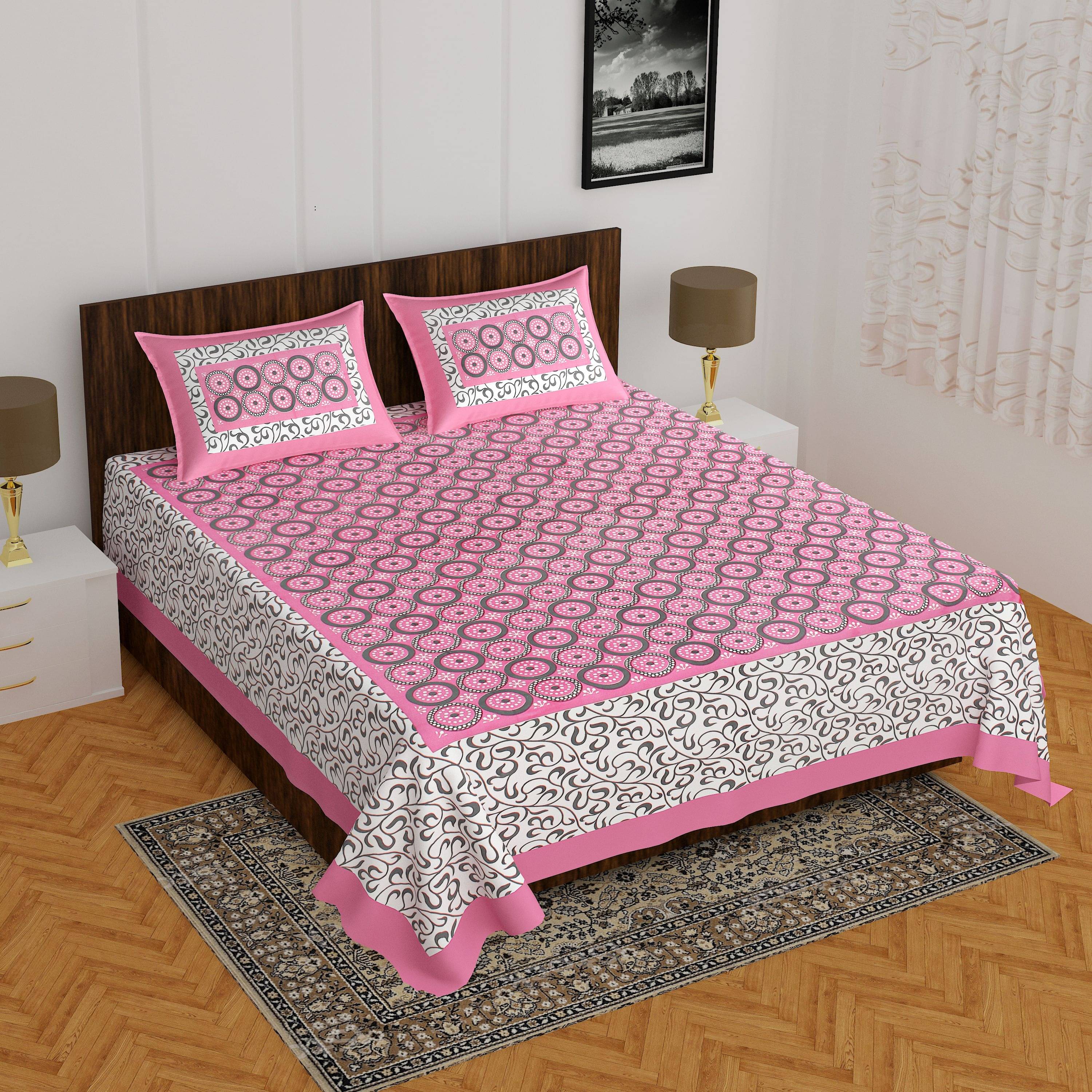 WAR TRADE Cotton 1 Double Bedsheet with 2 Pillow Covers ( Pink ) WAR TRADE Cotton 1 Double Bedsheet with 2 Pillow Covers ( Pink )