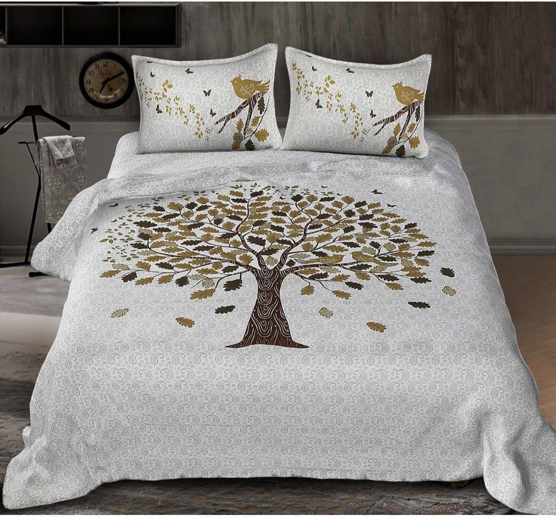     			WAR TRADE Cotton 1 Double Bedsheet with 2 Pillow Covers ( White )
